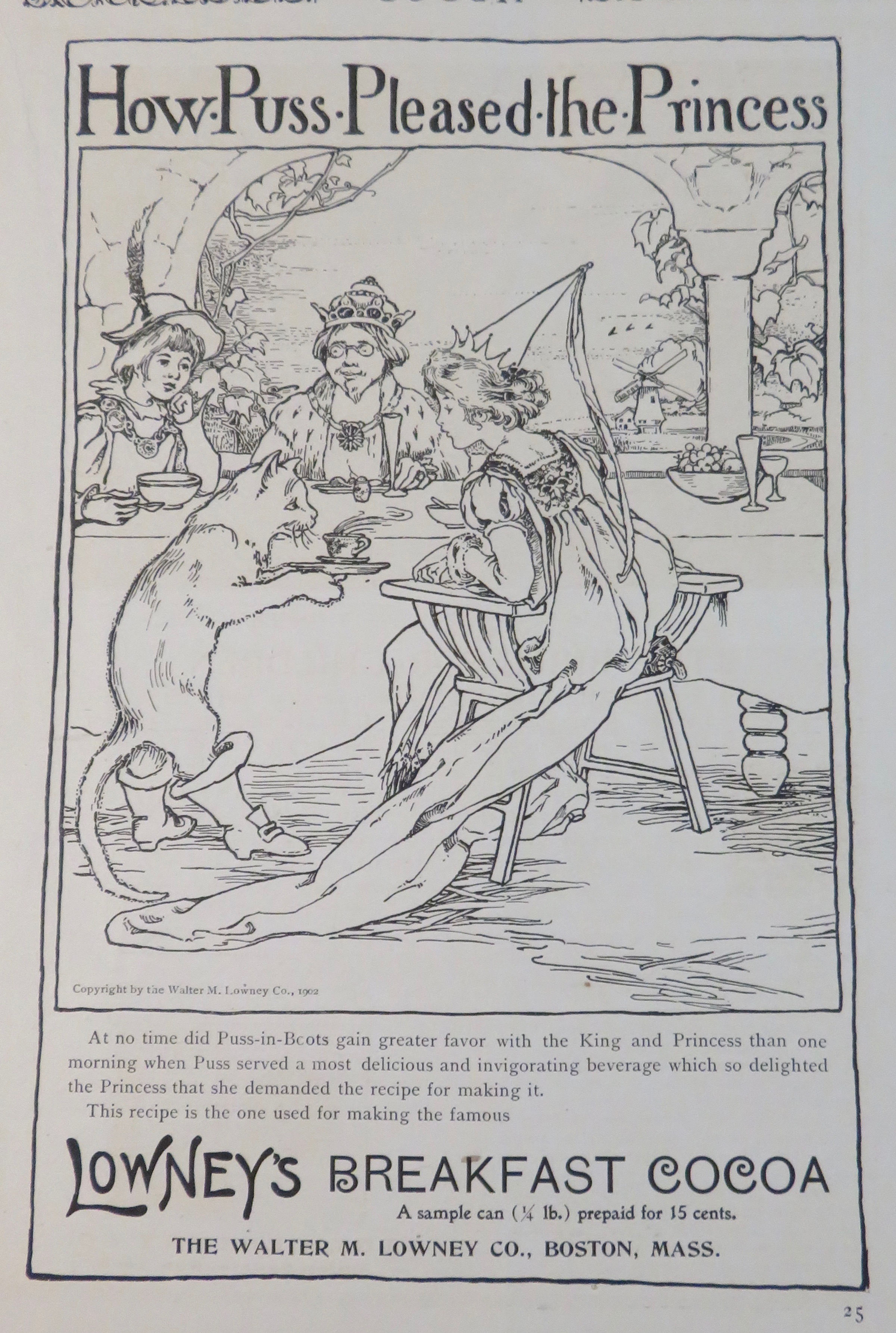 1902 Lowney's Breakfast Cocoa with Princess & Puss