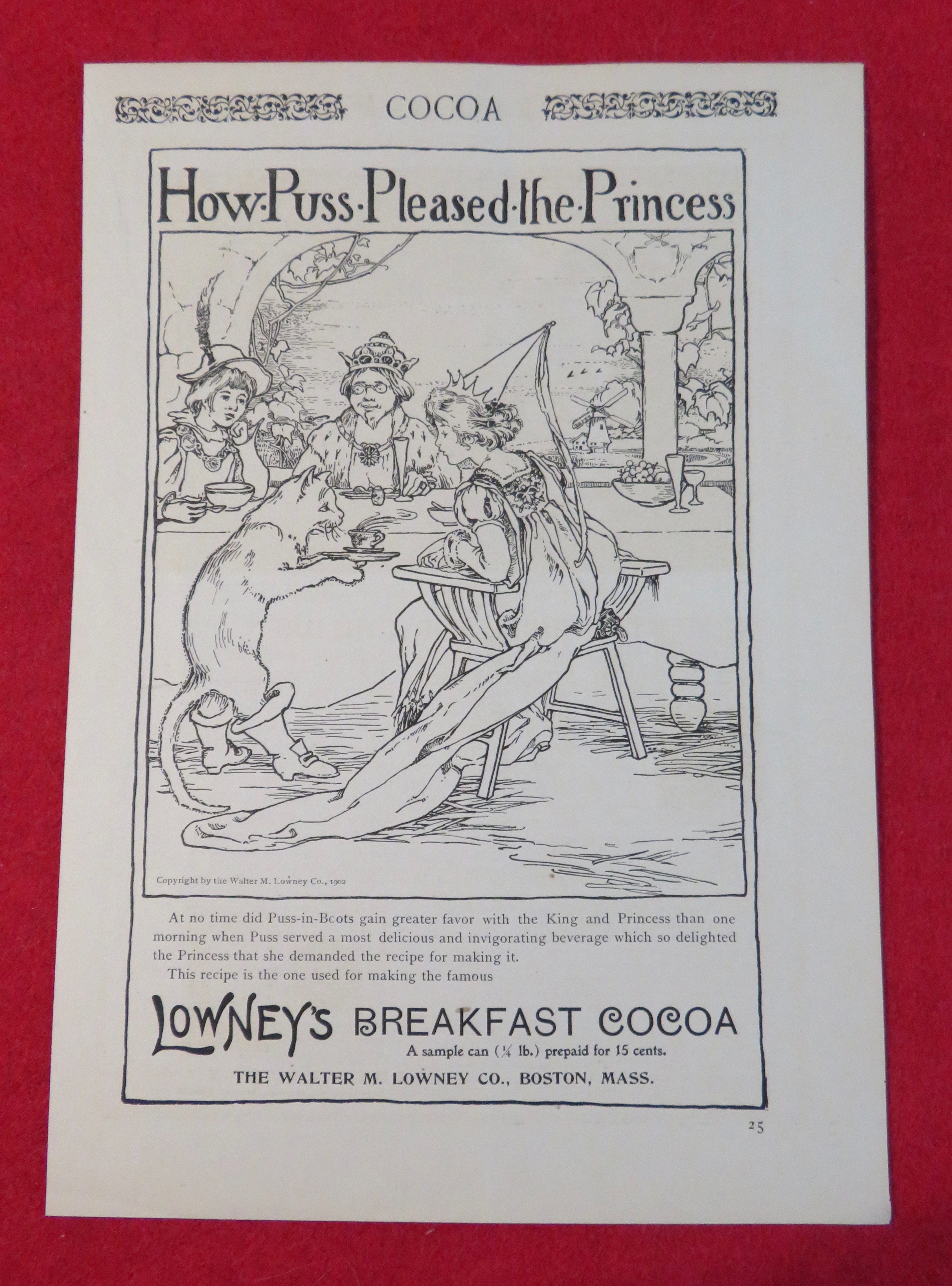 1902 Lowney's Breakfast Cocoa with Princess & Puss