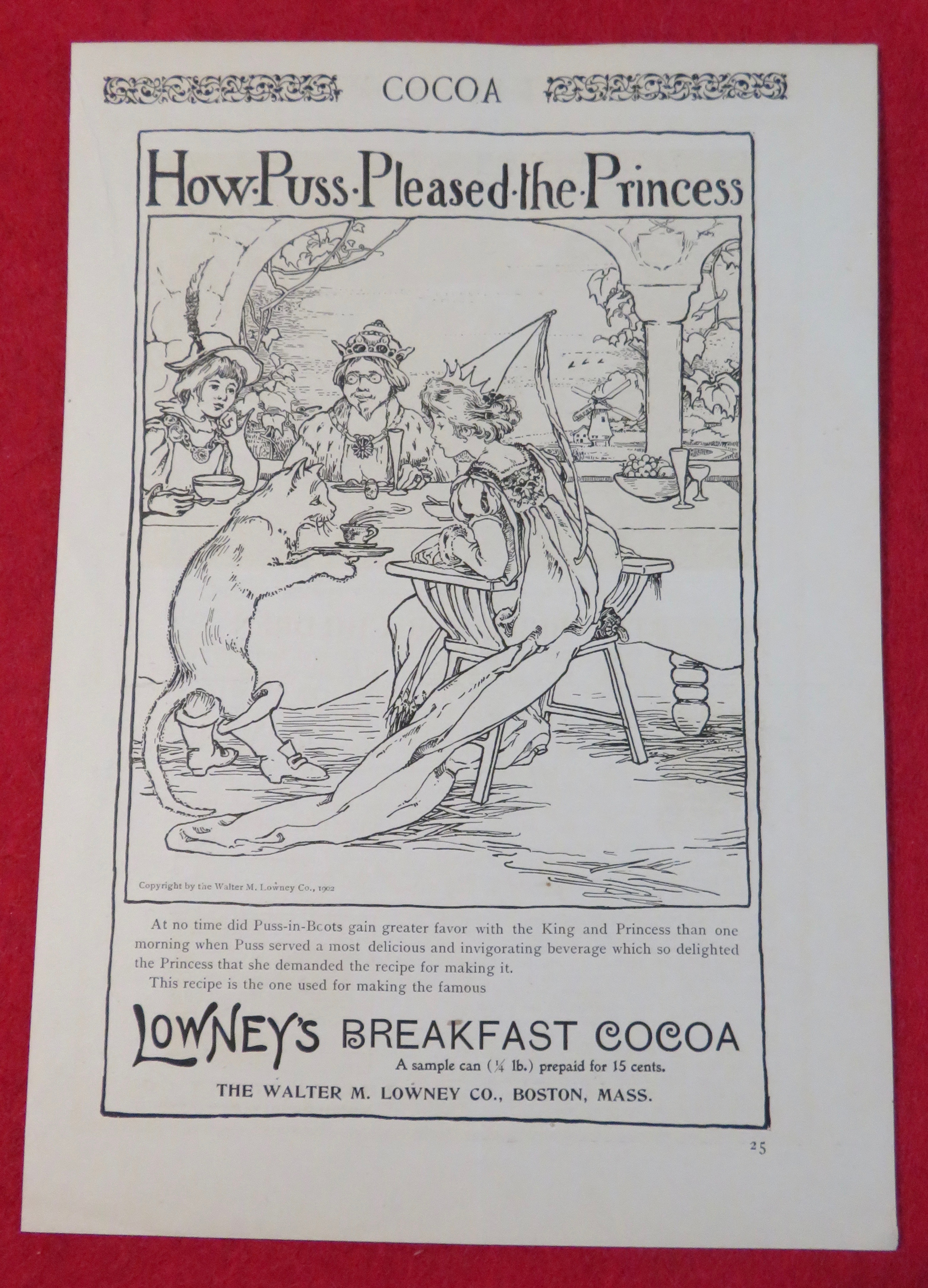 1902 Lowney's Breakfast Cocoa with Princess & Puss