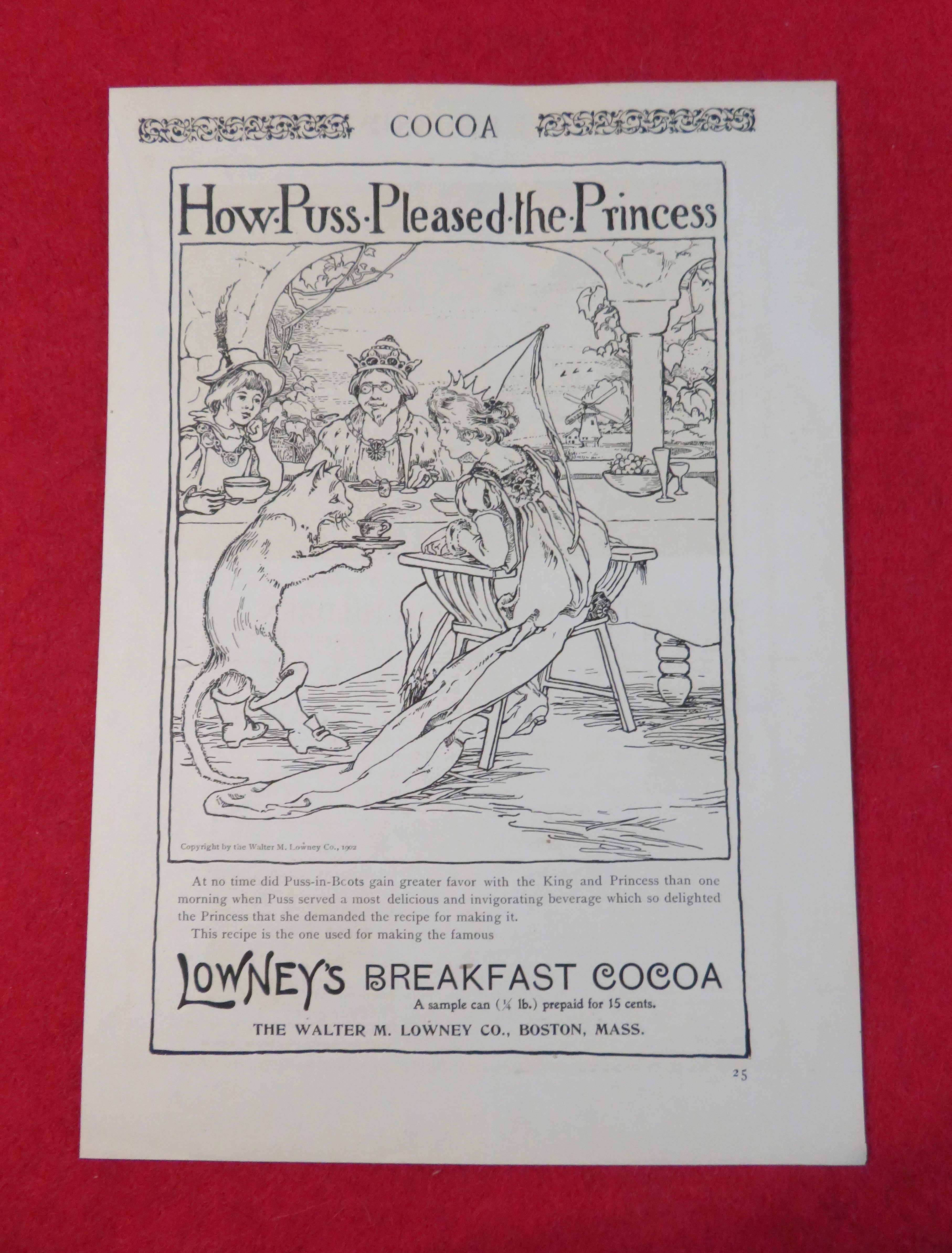 1902 Lowney's Breakfast Cocoa with Princess & Puss