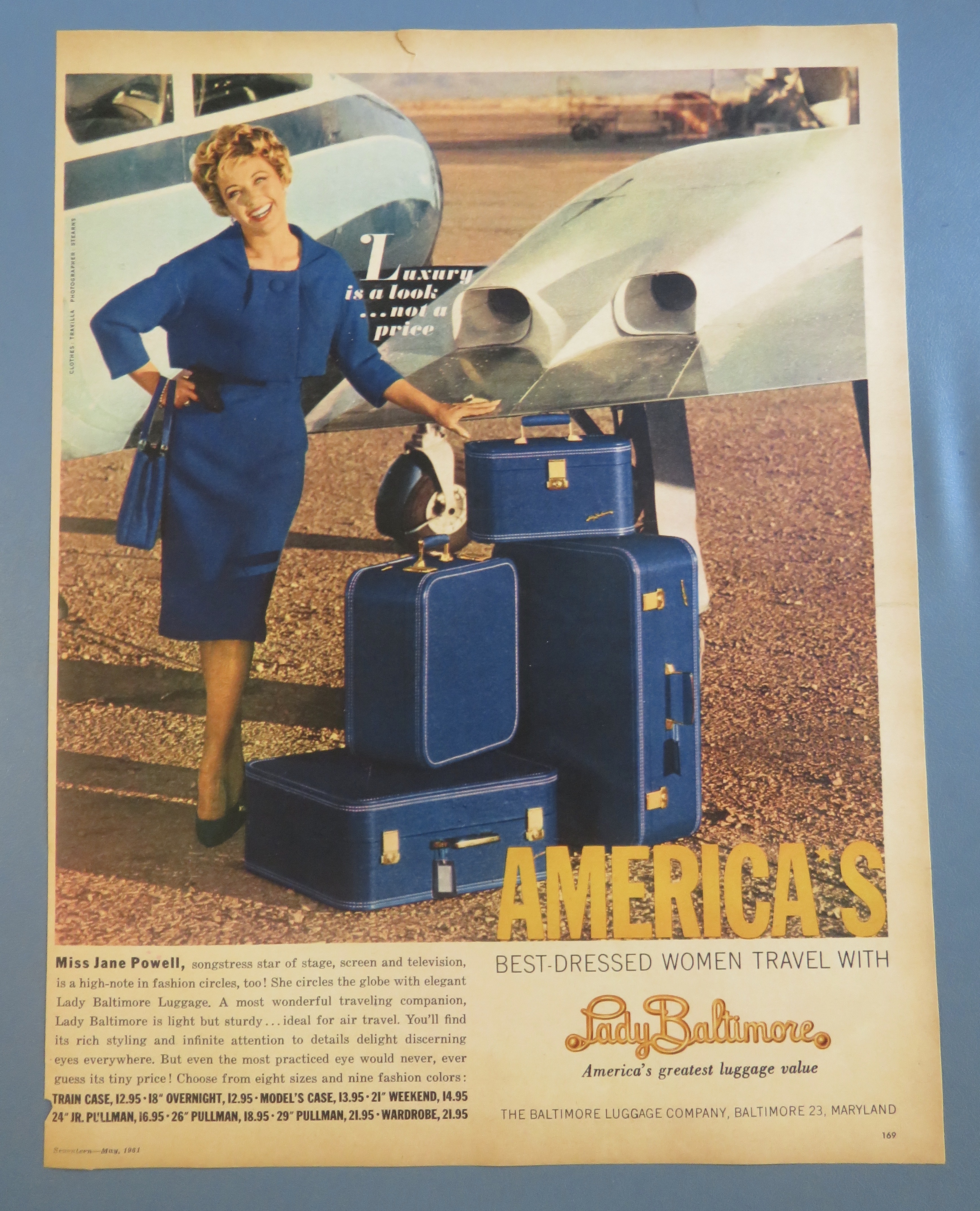 1961 Lady Baltimore Luggage with Miss Jane Powell