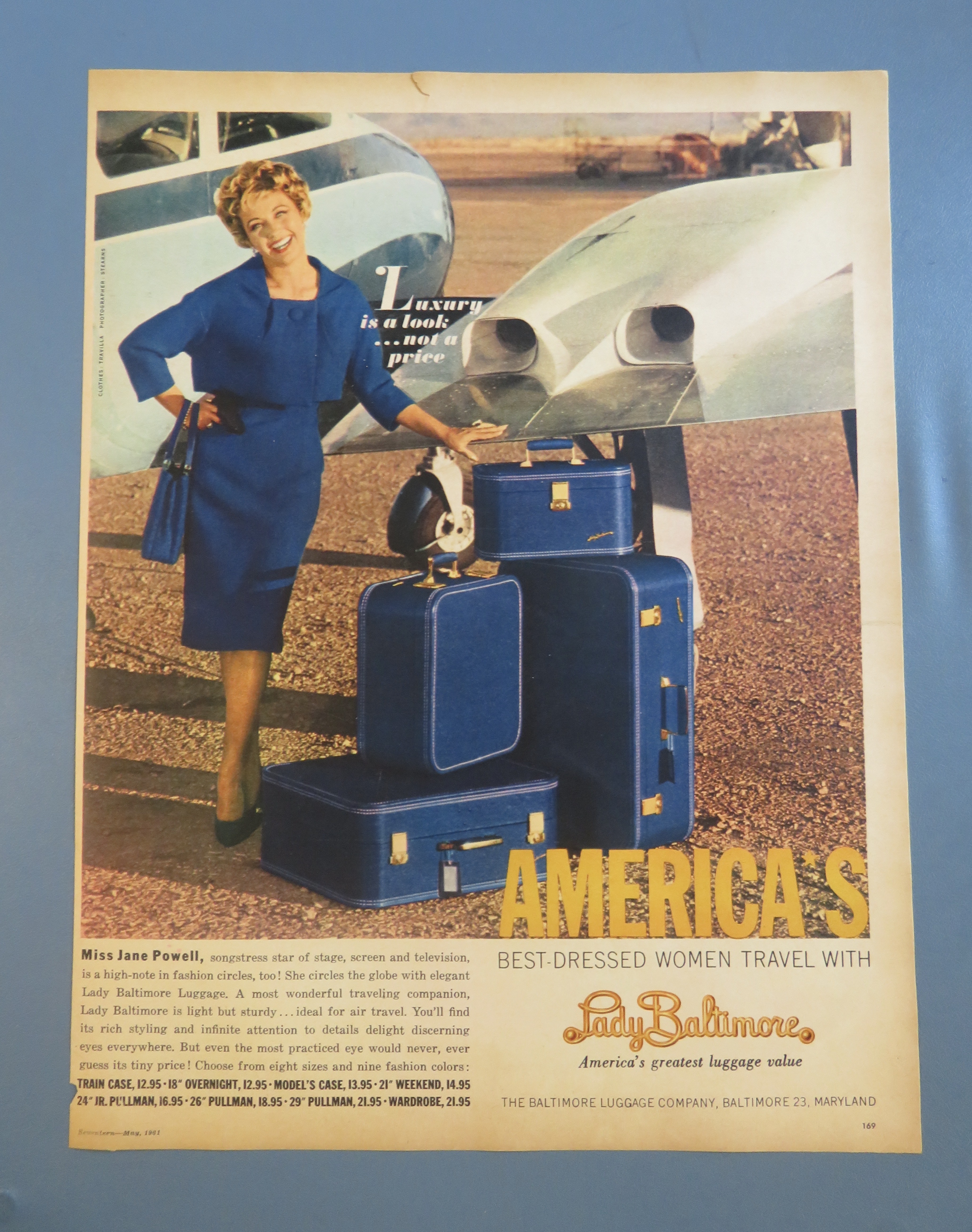 1961 Lady Baltimore Luggage with Miss Jane Powell