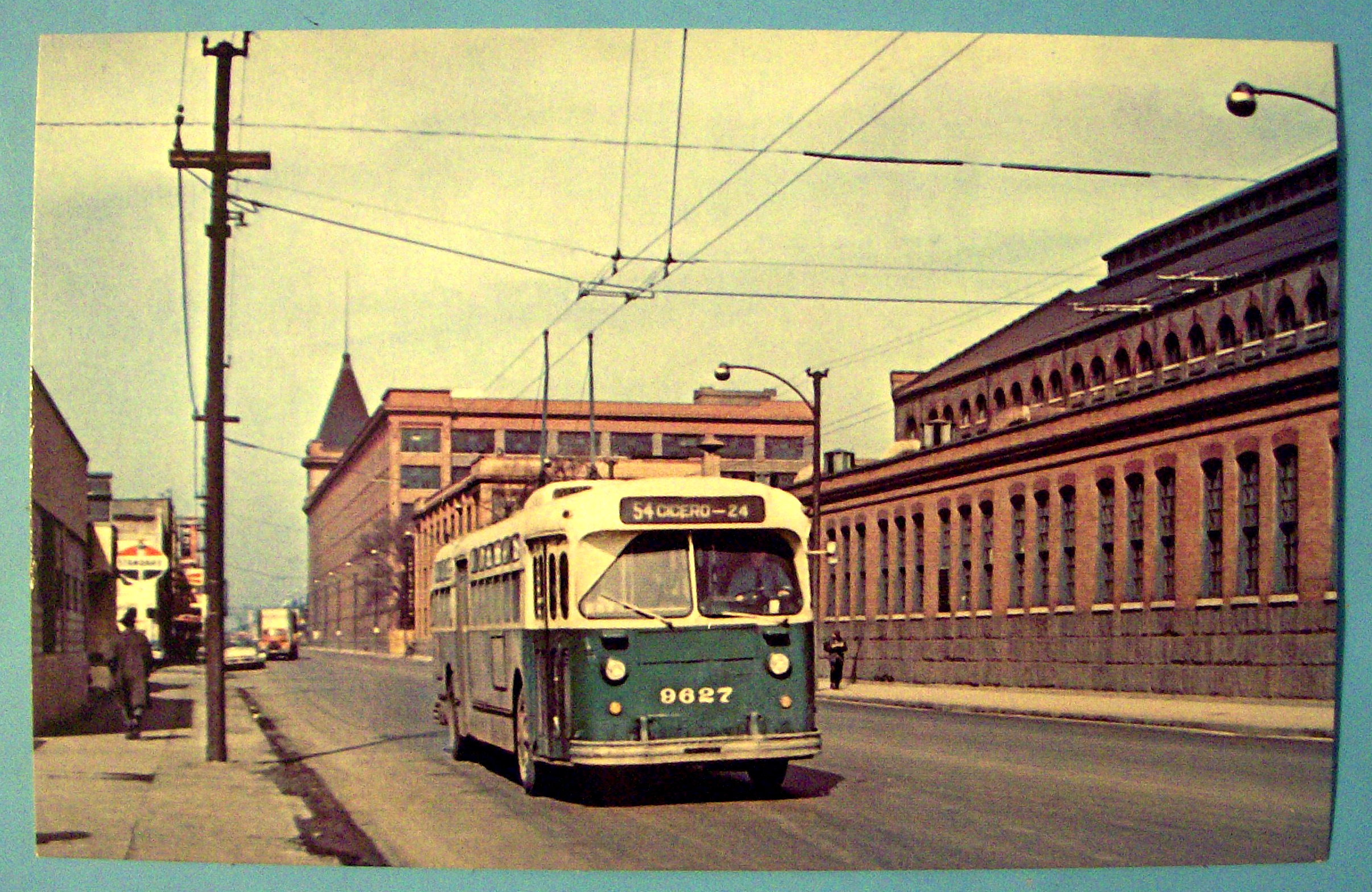 Chicago Transit Authority Trolley Bus 9627 Postcard