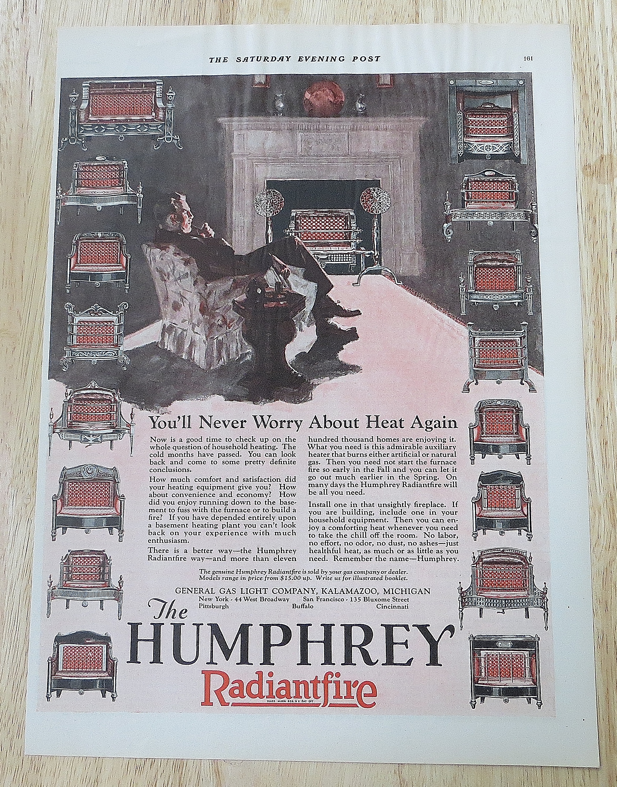 1927 Humphrey Radiantfire With Man By Fire