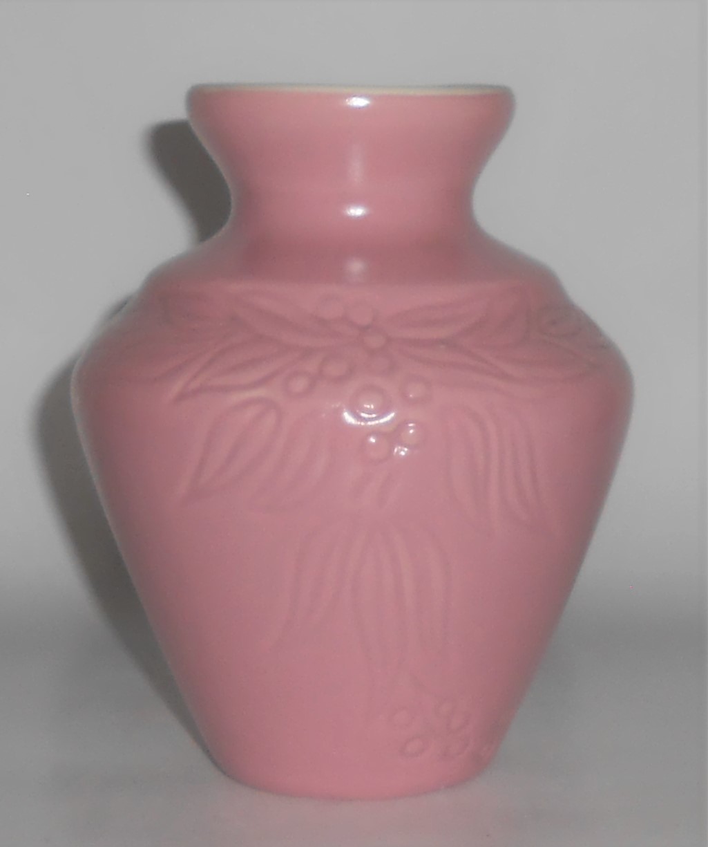 Coors Art Pottery Pink/White Leaves/Berries Vase