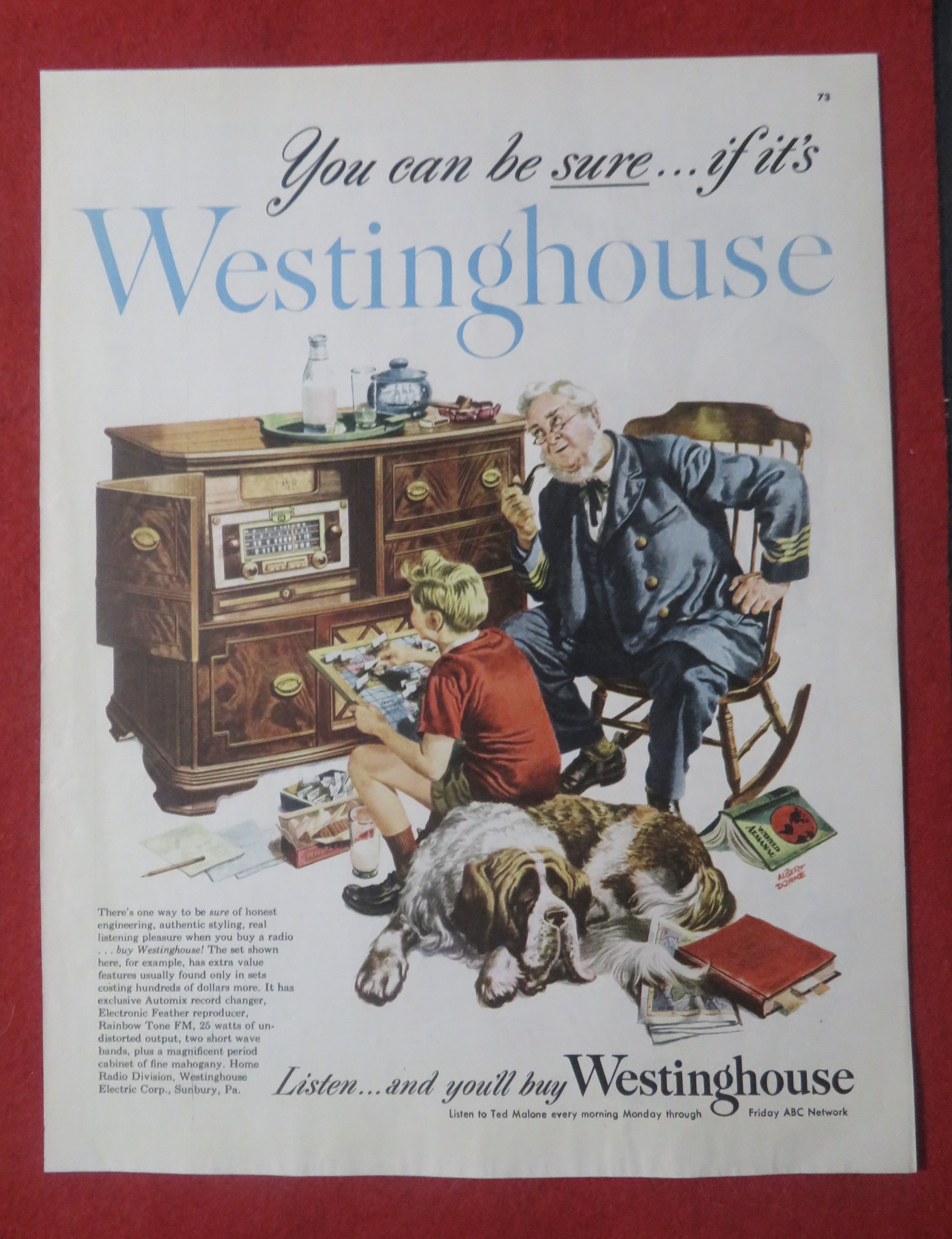 1948 Westinghouse Radio with Old Man & Young Boy