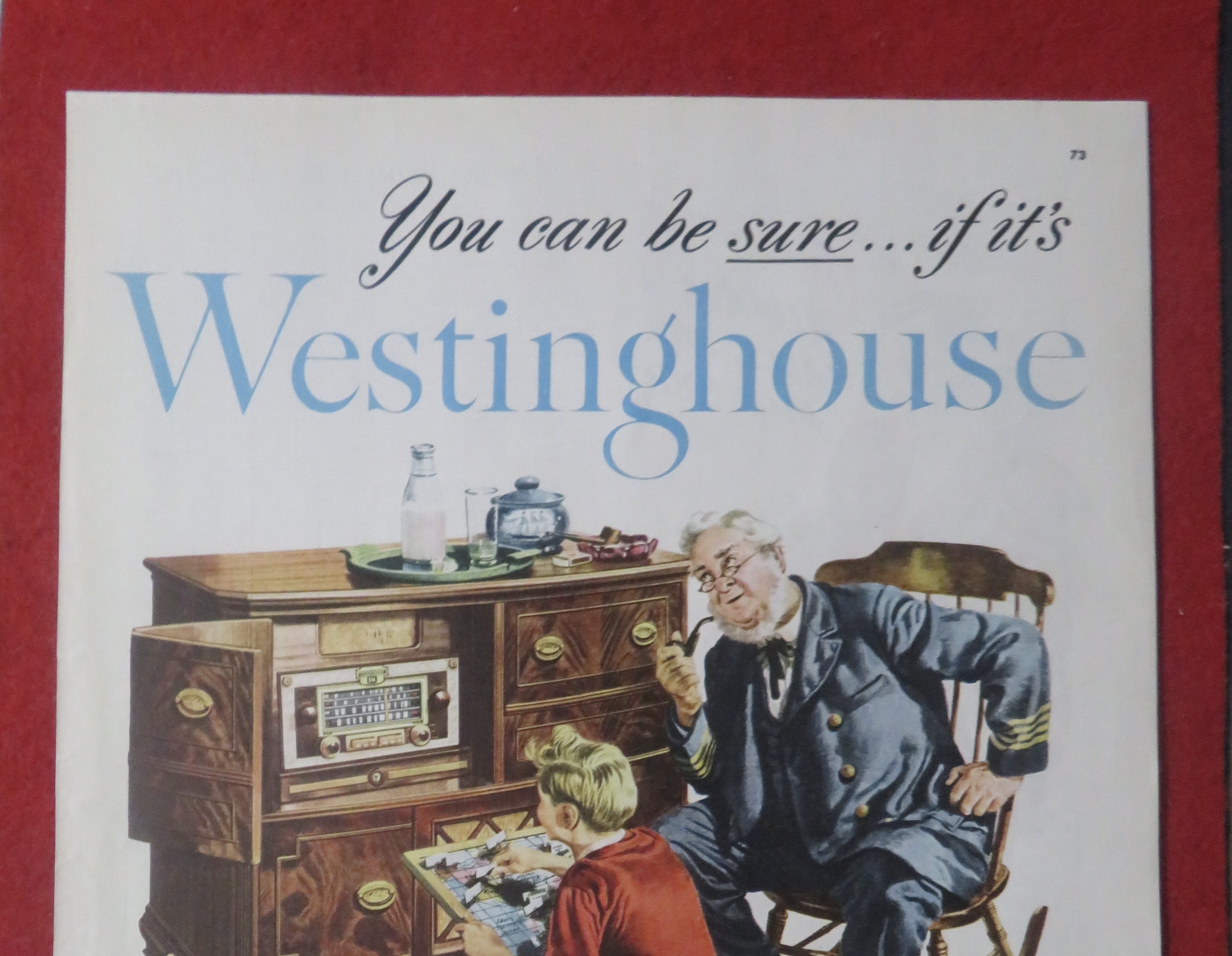 1948 Westinghouse Radio with Old Man & Young Boy
