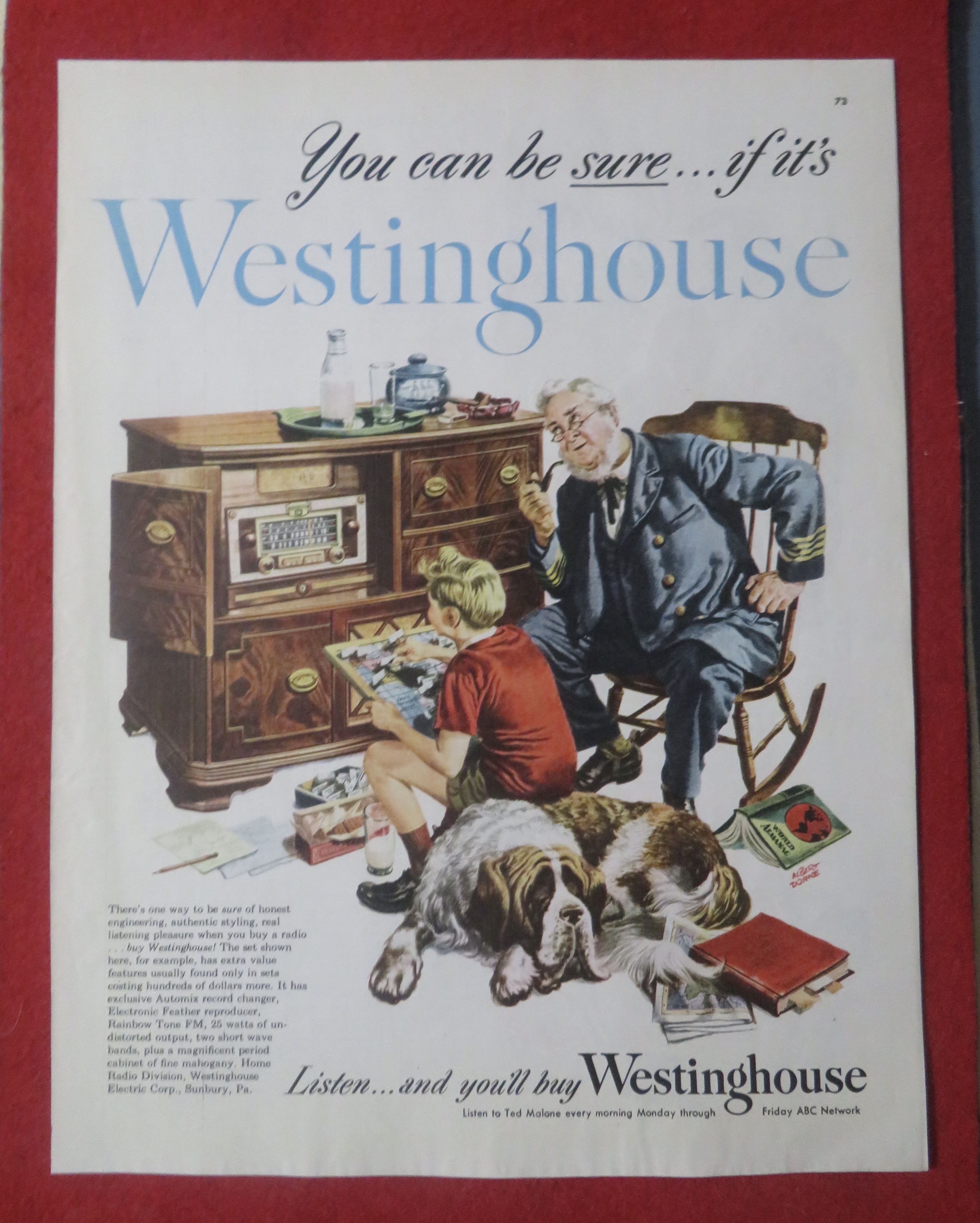 1948 Westinghouse Radio with Old Man & Young Boy