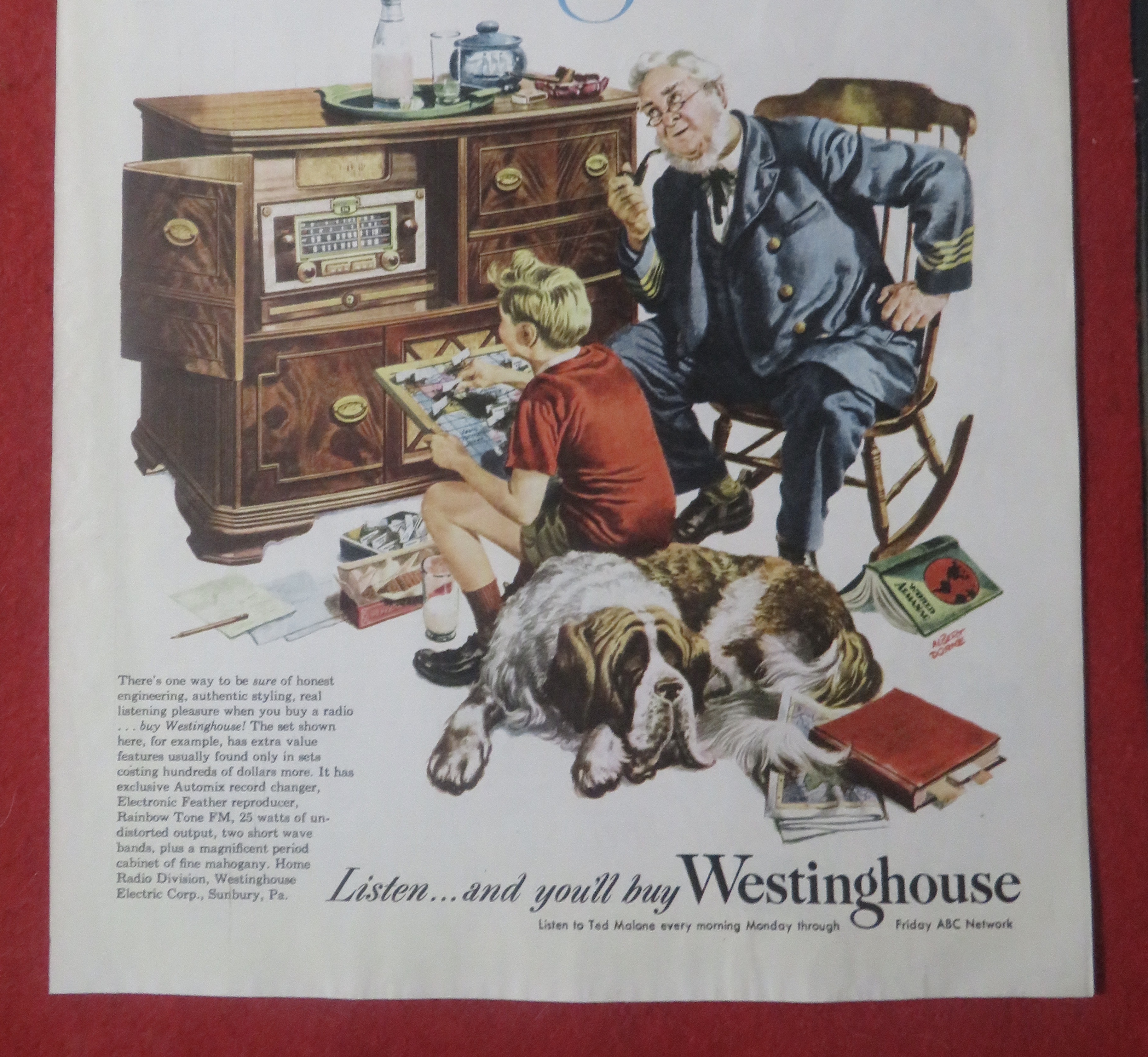 1948 Westinghouse Radio with Old Man & Young Boy