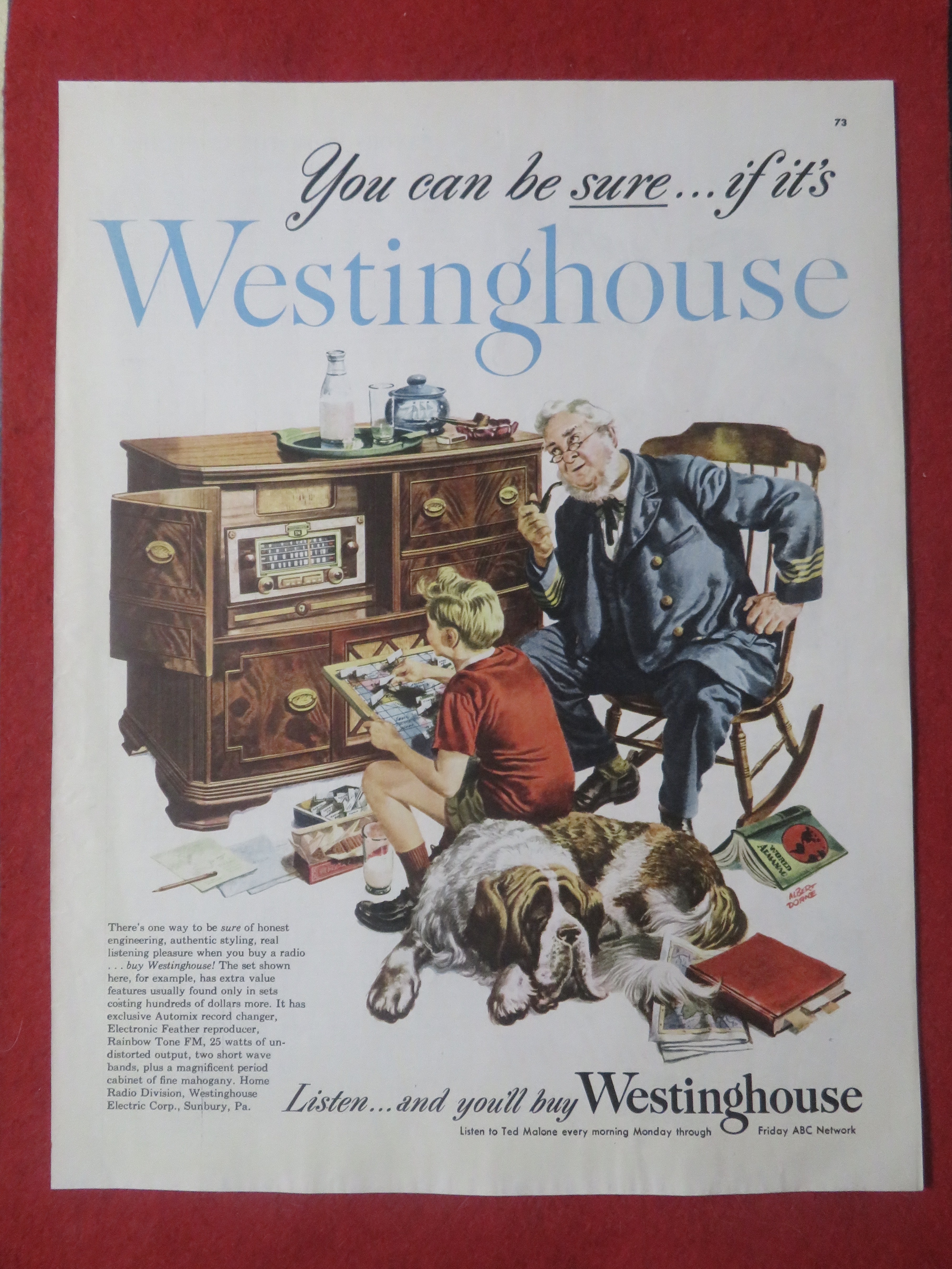 1948 Westinghouse Radio with Old Man & Young Boy