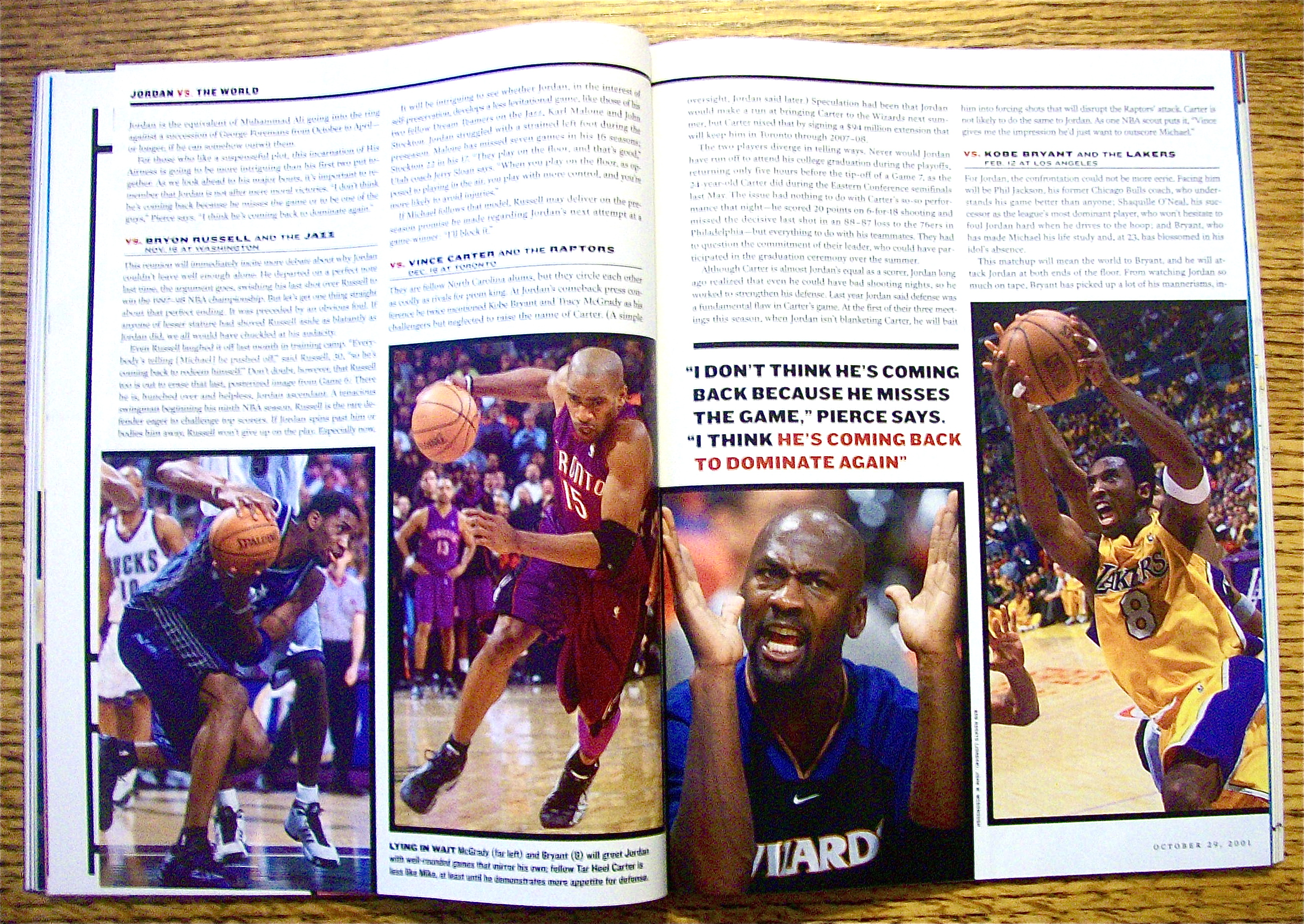 Sport Illustrated Magazine October 29, 2001 Mike Jordan