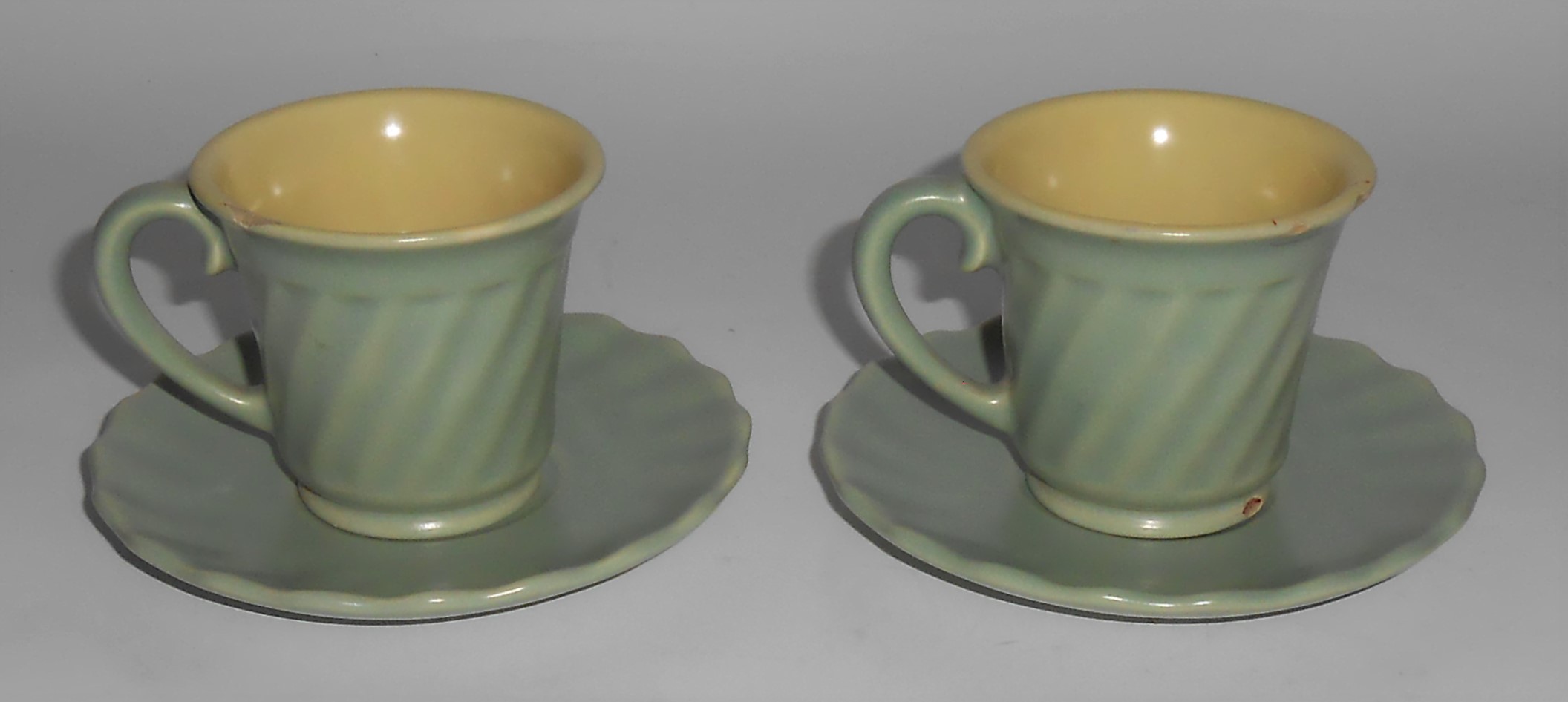 Franciscan Pottery Wishmaker pair Green/Yellow Demi