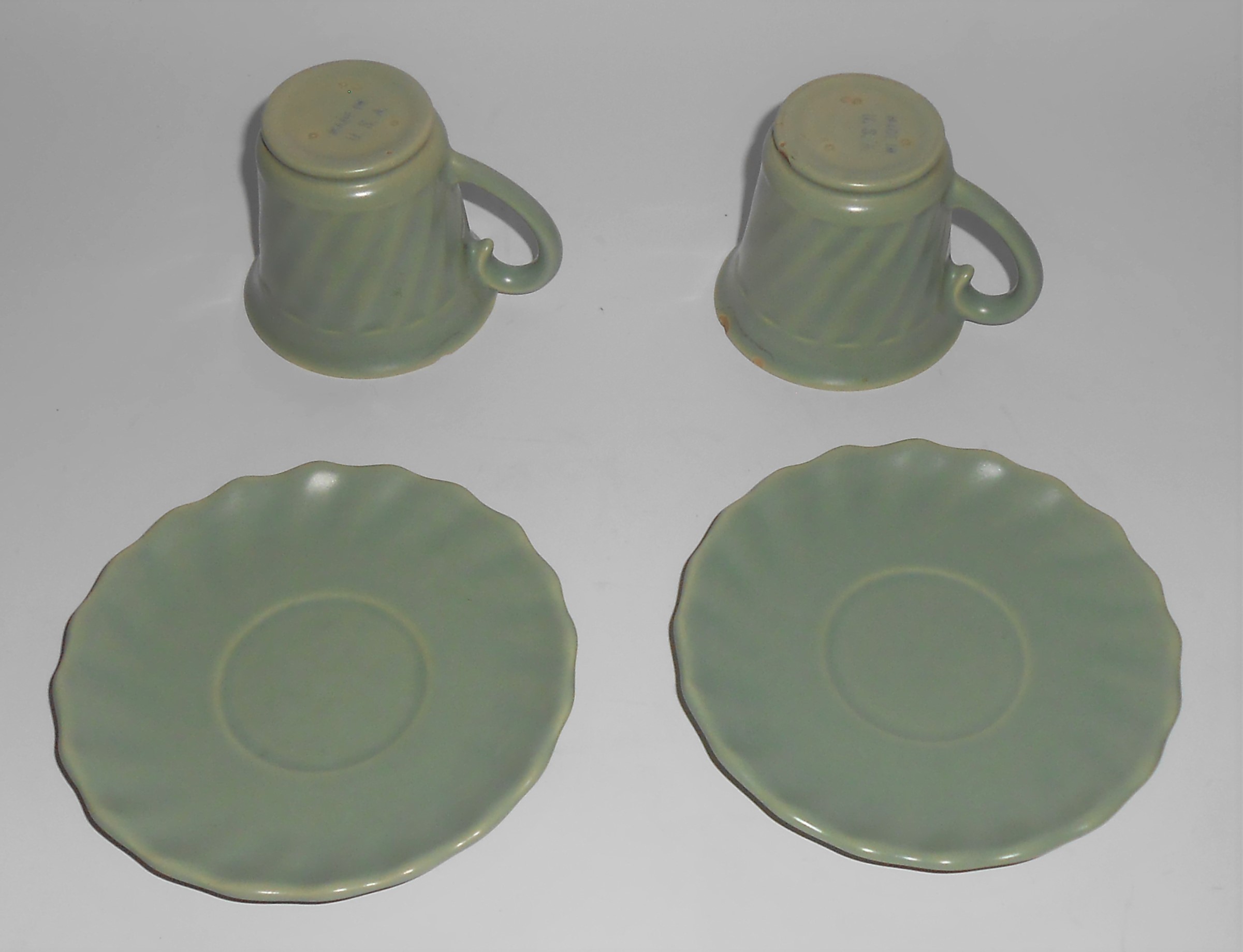 Franciscan Pottery Wishmaker pair Green/Yellow Demi