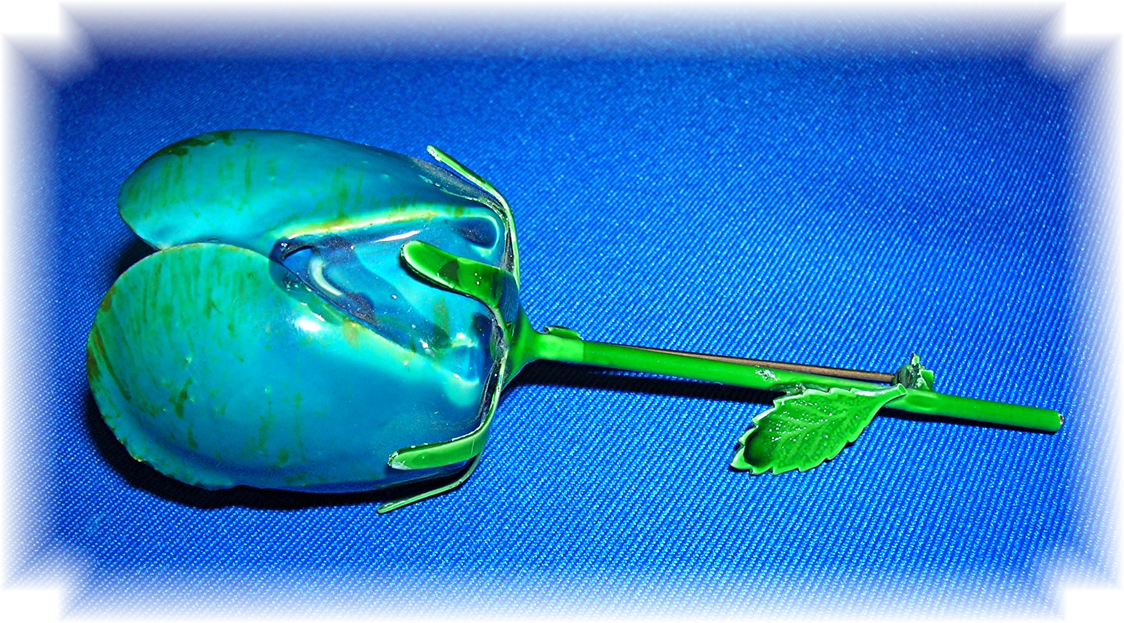 Large Blue and Green Composition Bud Pin Brooch