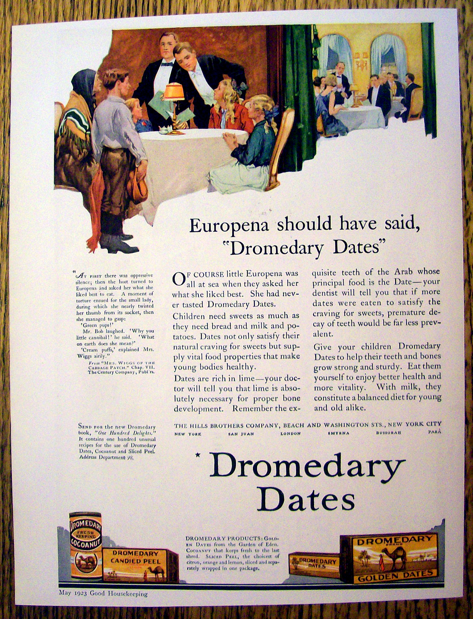 1923 Dromedary Dates with Family at Dinner