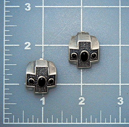 Sterling Silver Onyx Designer Signed Clip Earrings