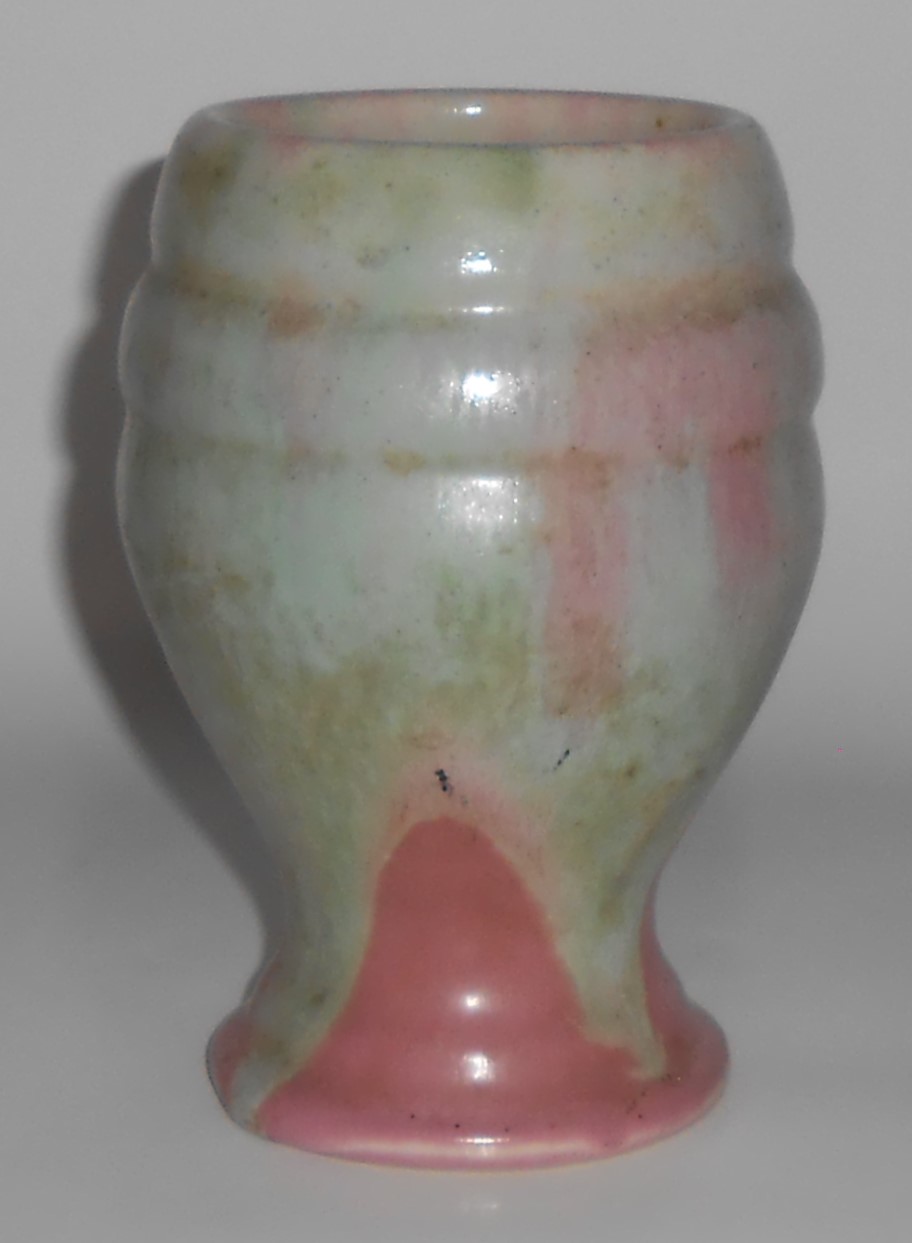 Camark Art Pottery Early Green Over Rose Vase