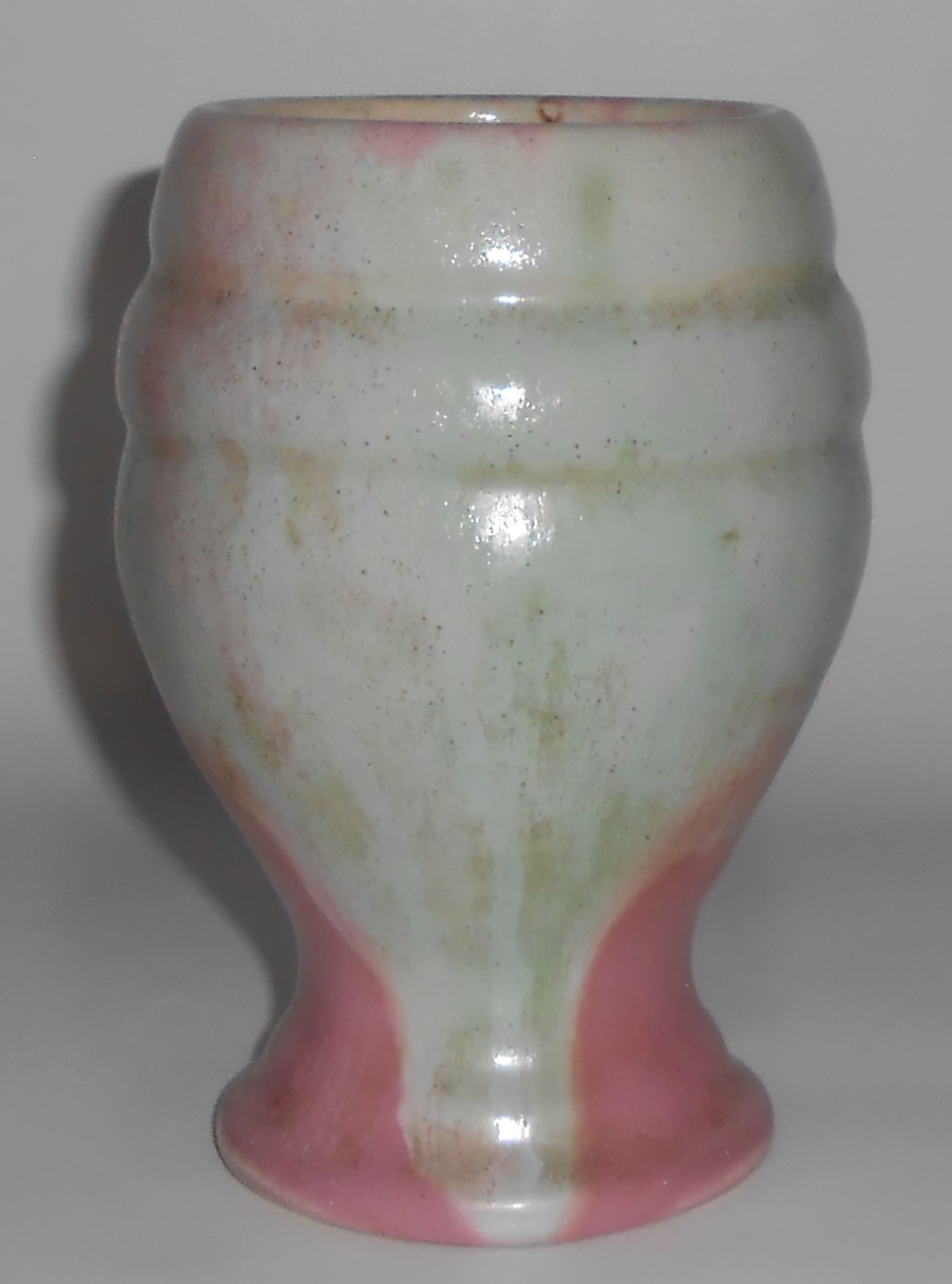 Camark Art Pottery Early Green Over Rose Vase