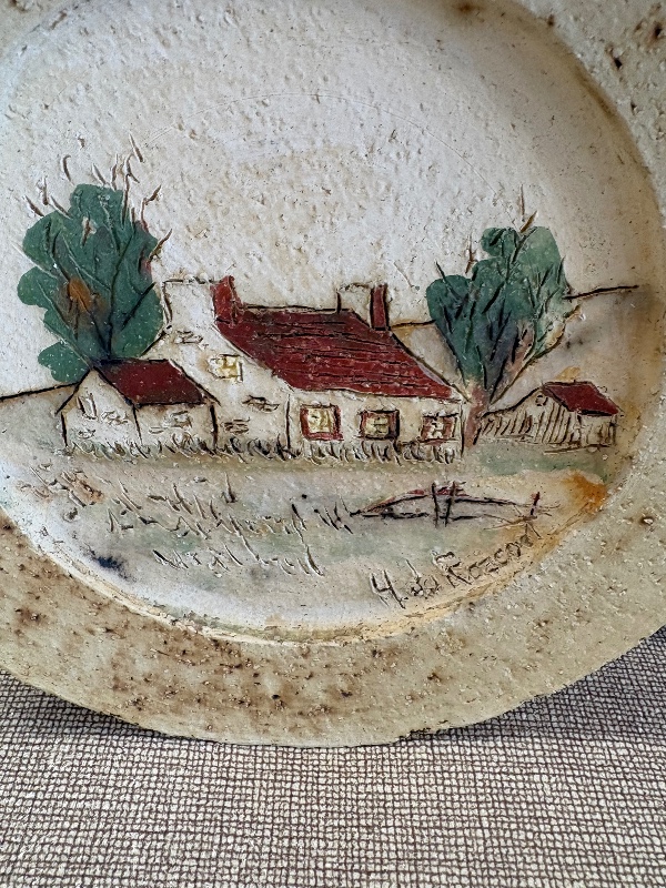 Hubert du Roscoat Pottery Wall Plate rural Farmhouse Canada