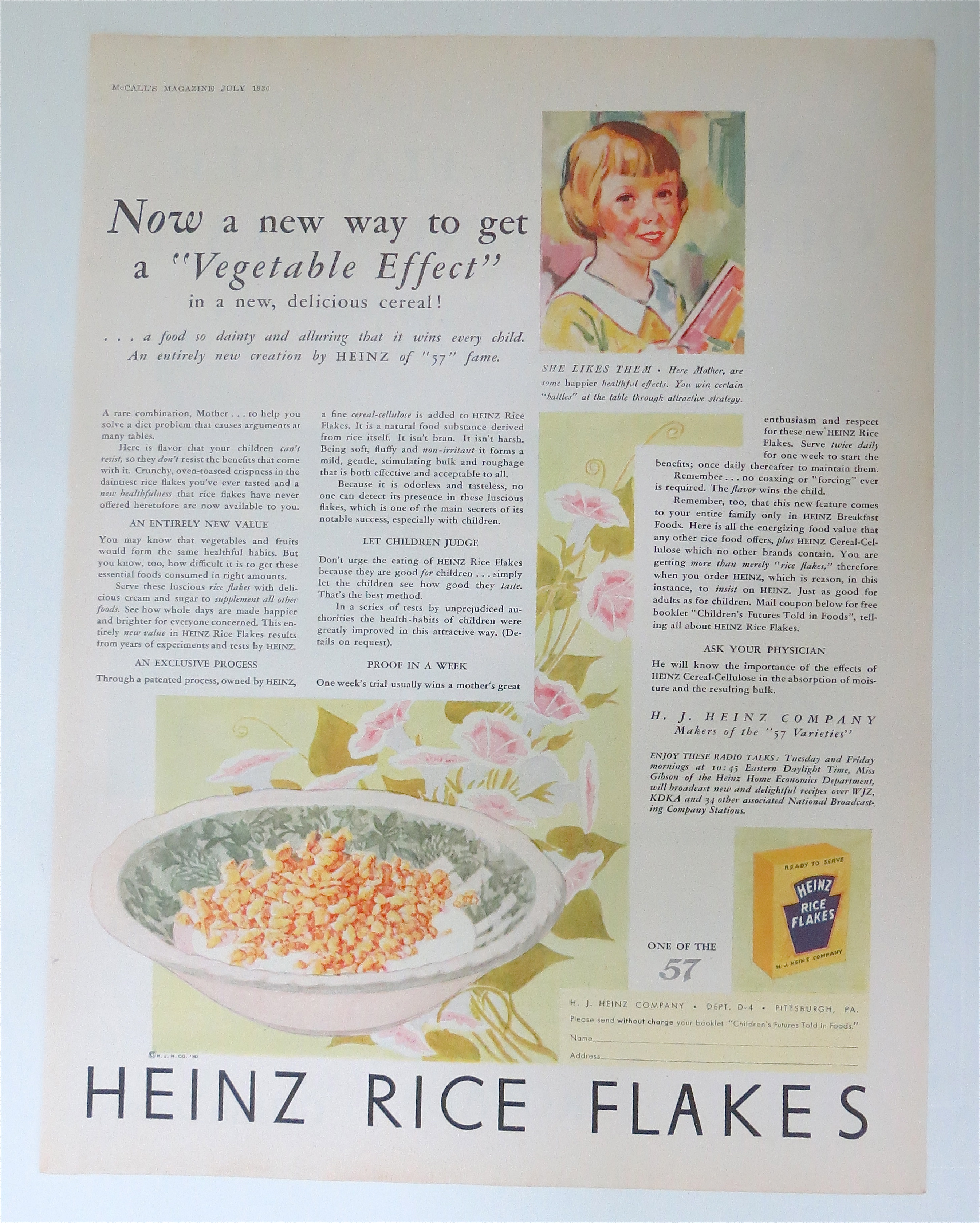 1930 Heinz Rice Flakes with a Bowl of Cereal