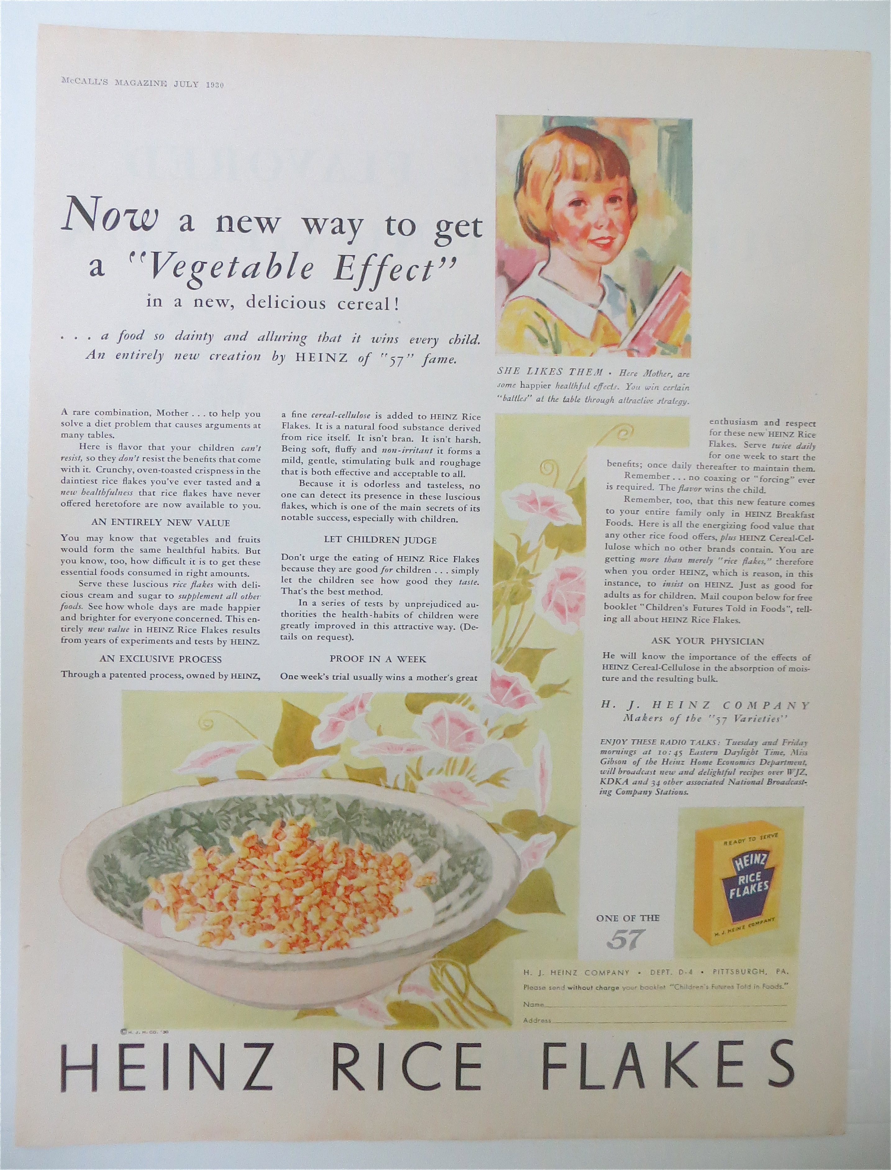 1930 Heinz Rice Flakes with a Bowl of Cereal
