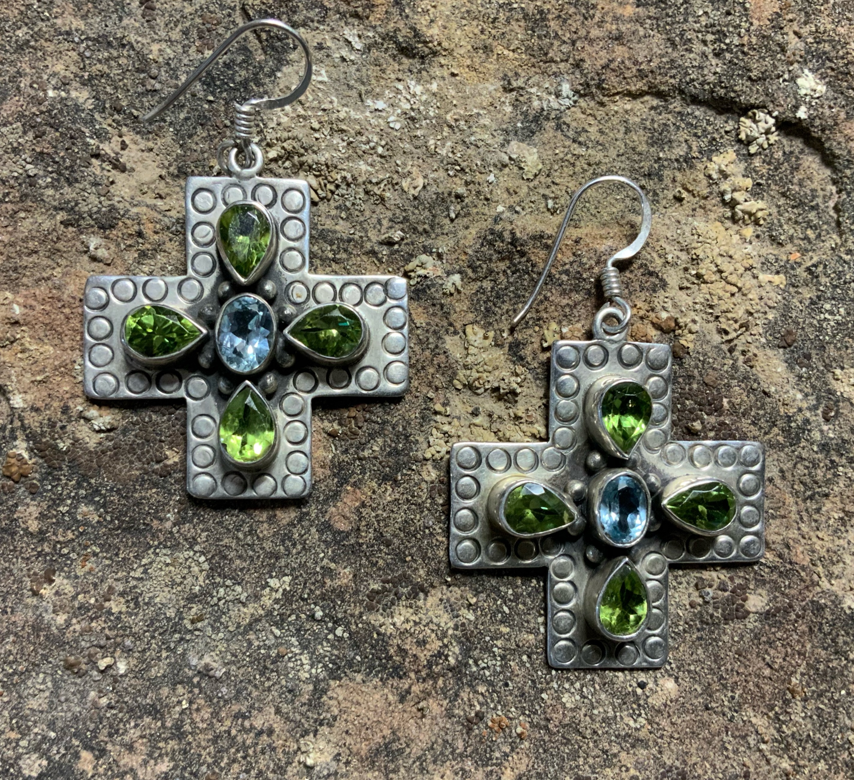 Dan Dodson Sterling Silver Blue Topaz Peridot Earrings