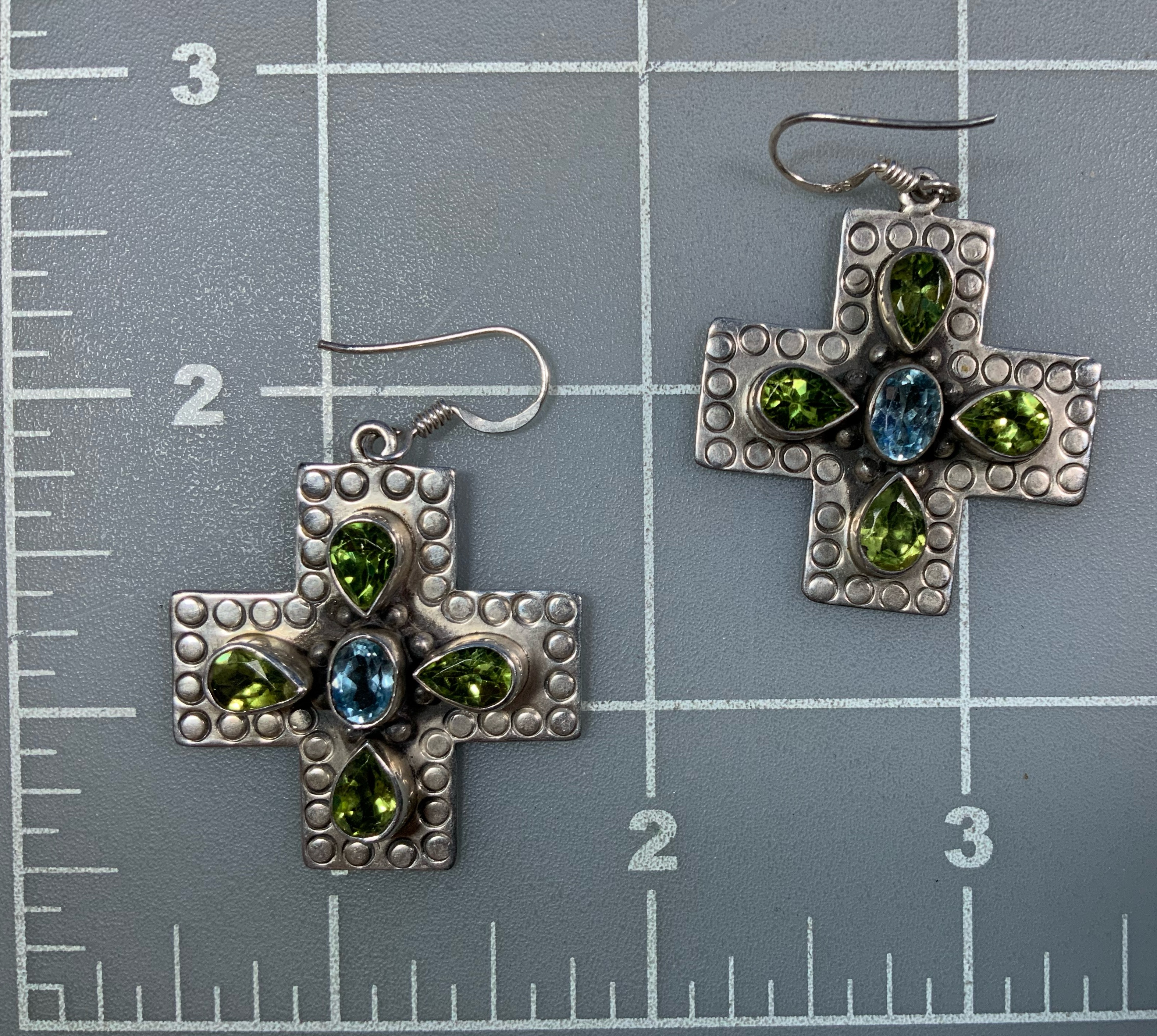 Dan Dodson Sterling Silver Blue Topaz Peridot Earrings