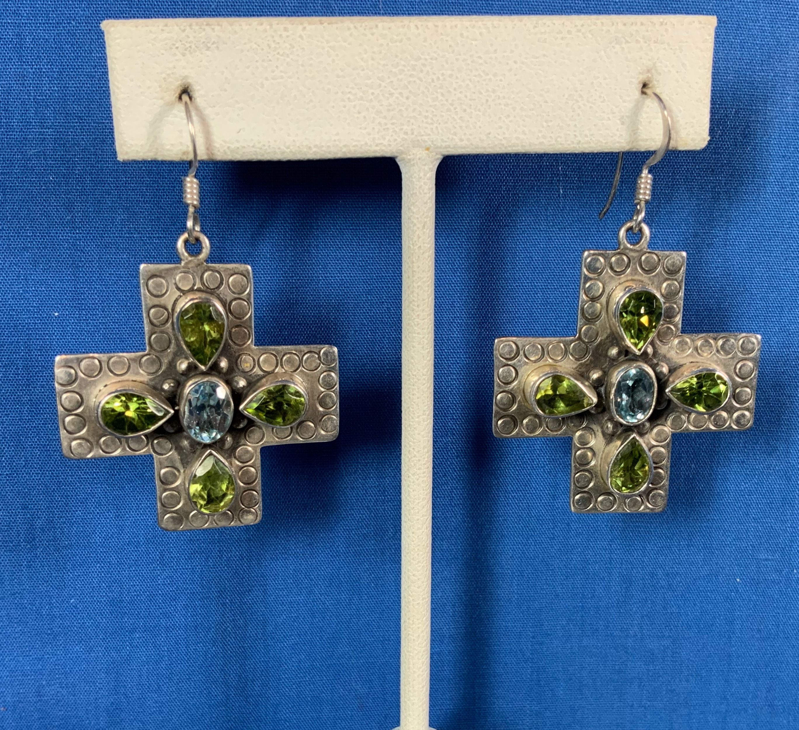 Dan Dodson Sterling Silver Blue Topaz Peridot Earrings