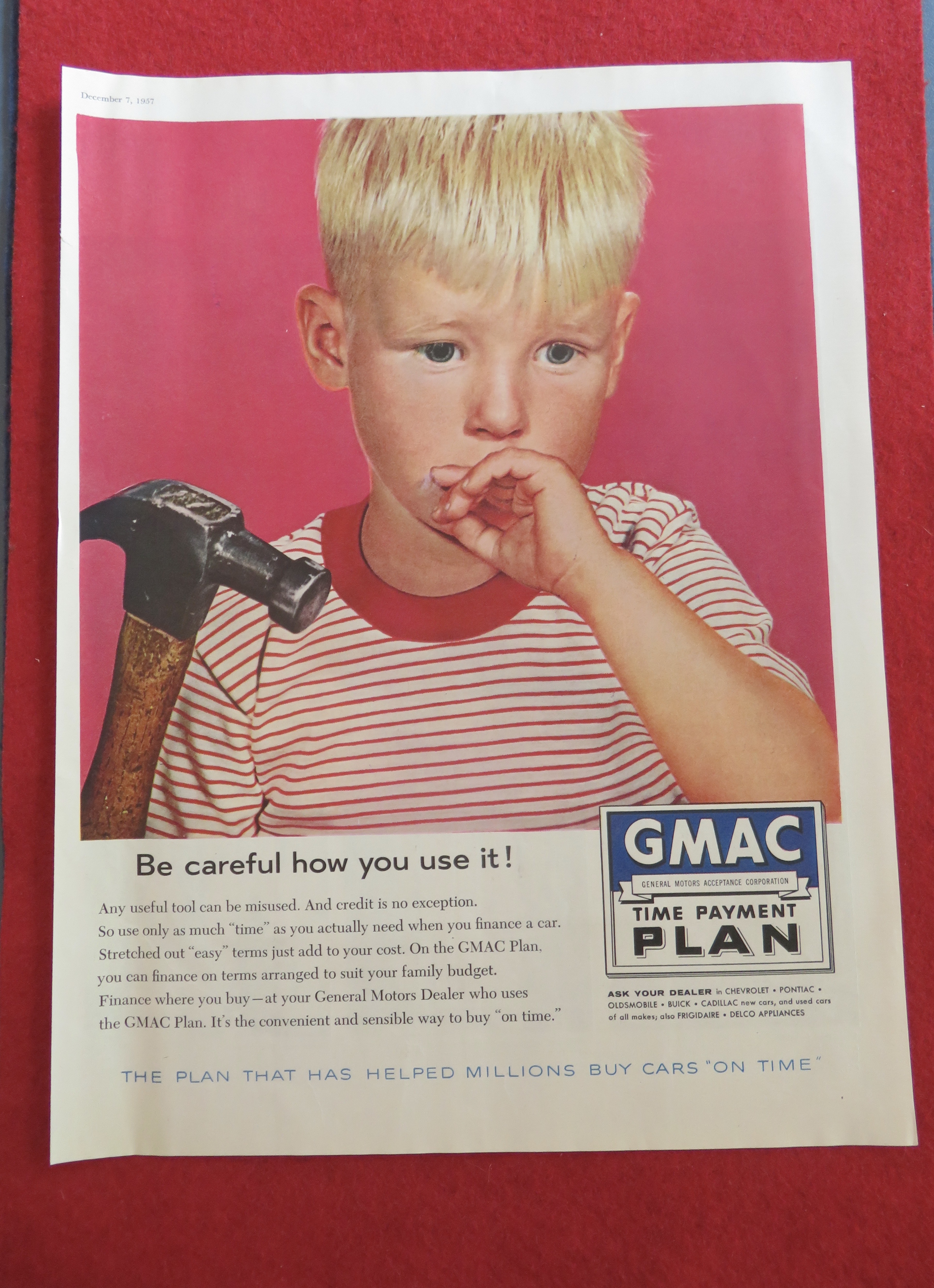 1957 GMAC Time Payment Plan with Boy & Hammer