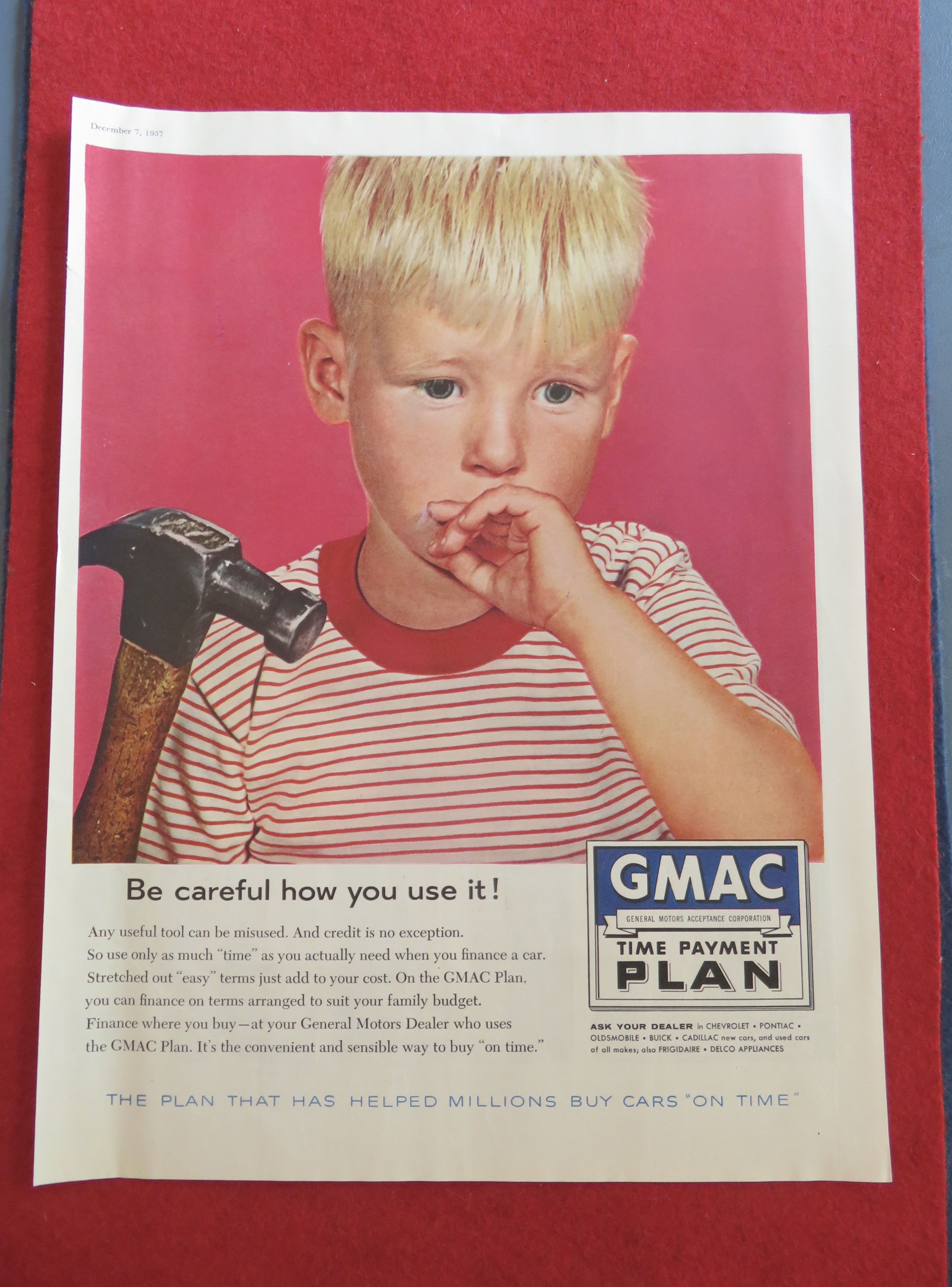 1957 GMAC Time Payment Plan with Boy & Hammer