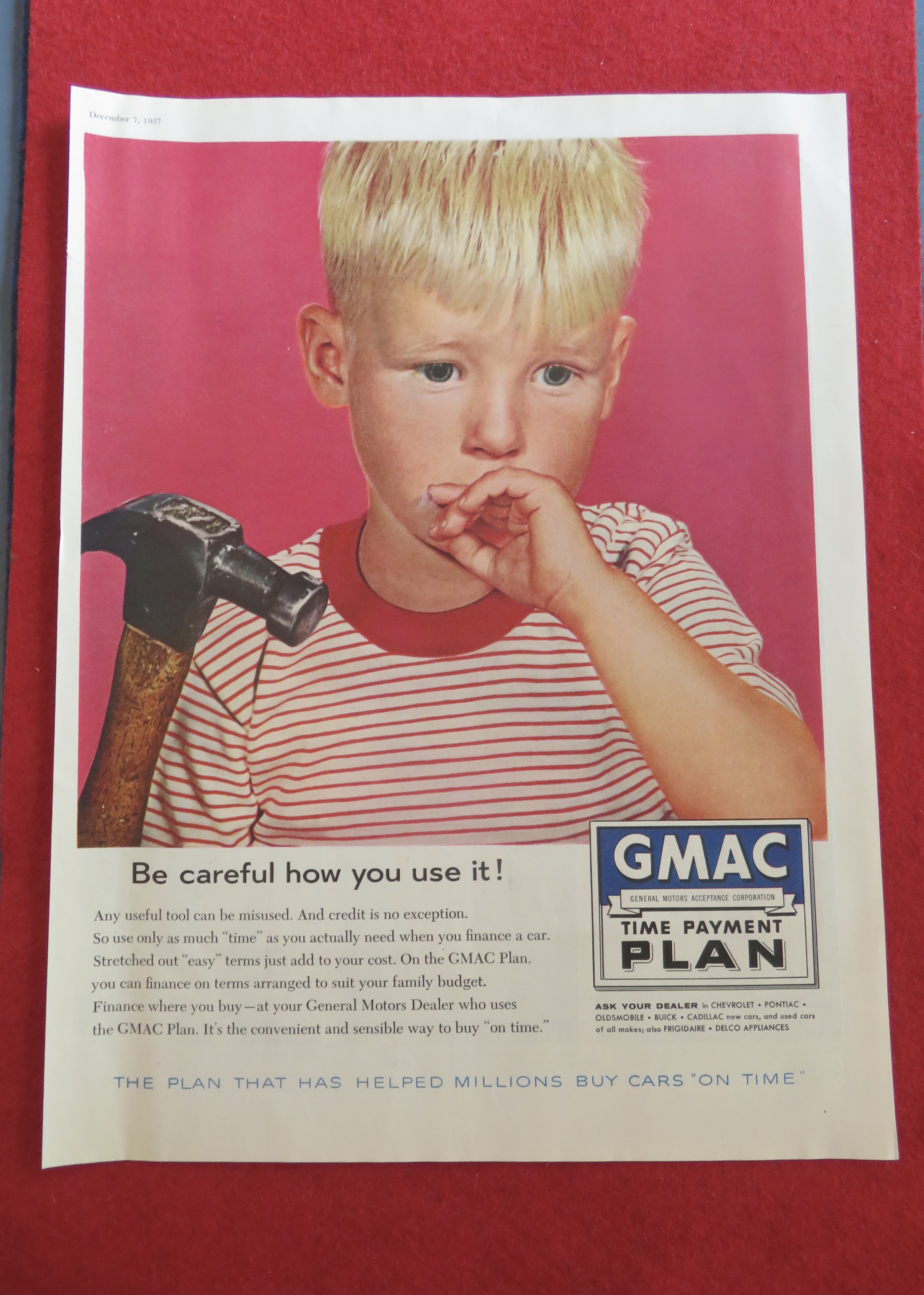 1957 GMAC Time Payment Plan with Boy & Hammer