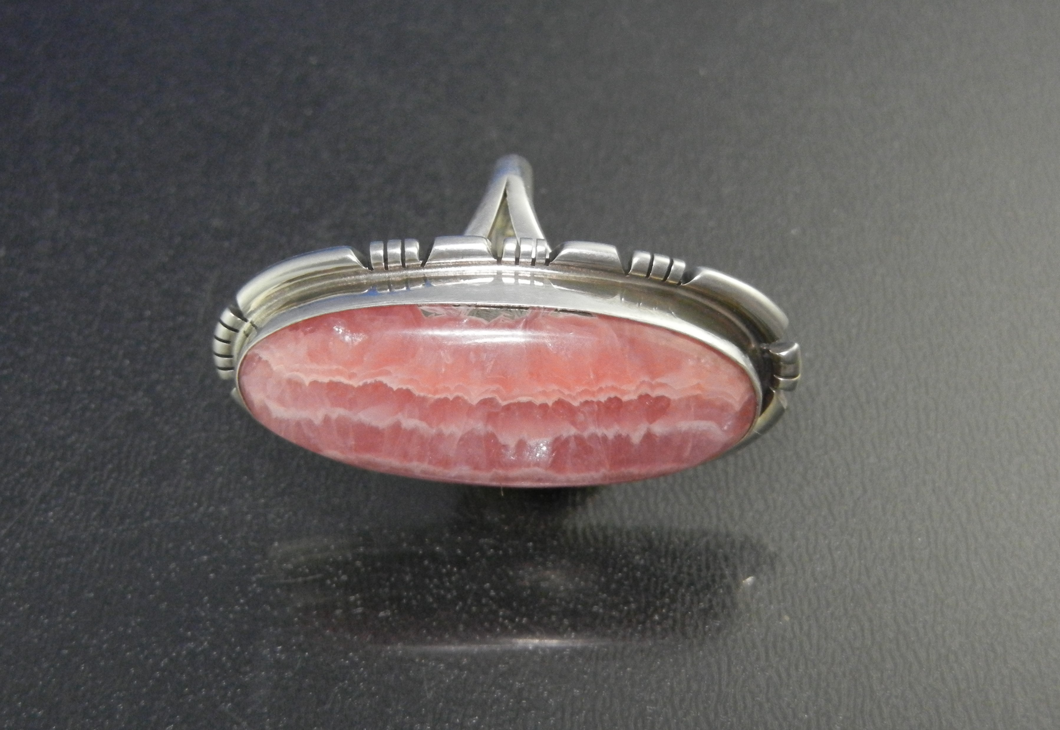 Navajo Sterling Silver Rhodochrosite Ring Signed Sheila