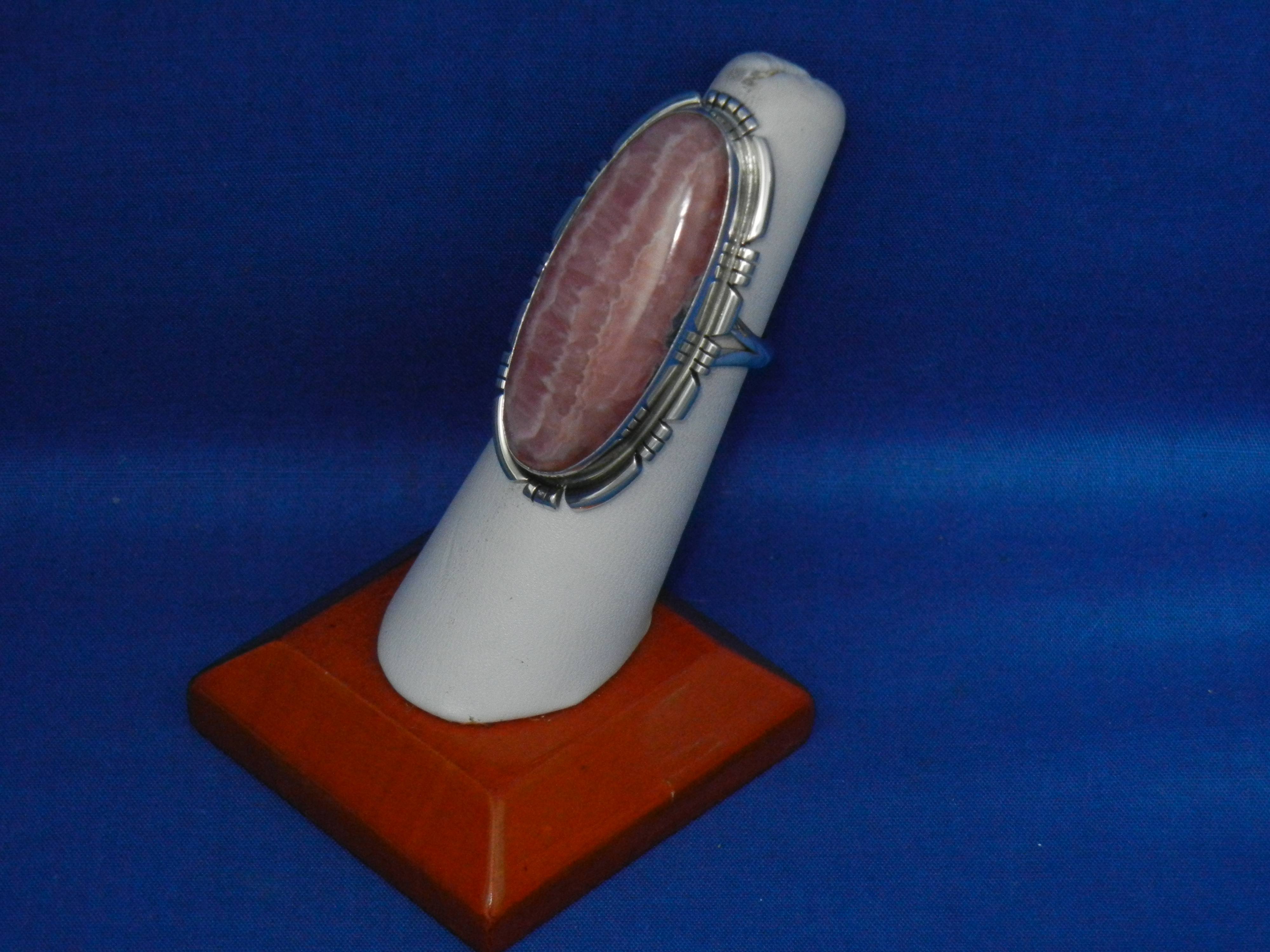Navajo Sterling Silver Rhodochrosite Ring Signed Sheila