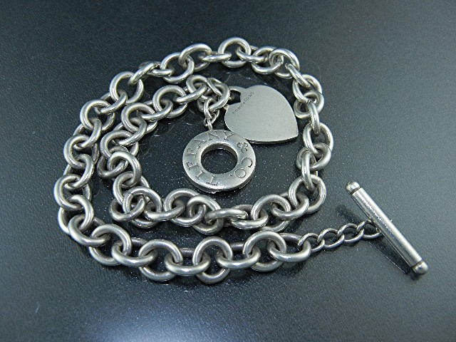 Tiffany Sterling Silver Heart & Toggle Necklace