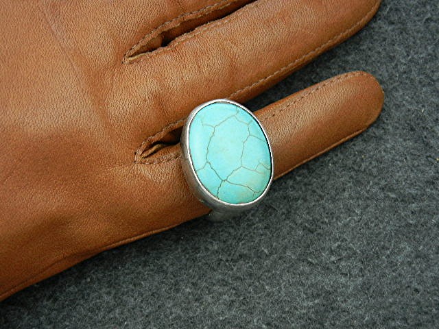 Charles Albert Sterling Silver and Turquoise Ring
