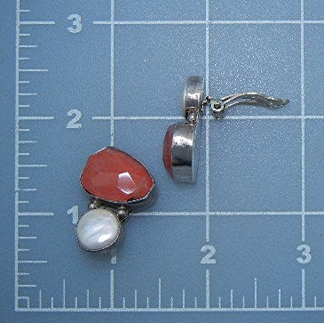 Emma Lincoln Sterling Silver Rose Quartz Pearl Clip Ear