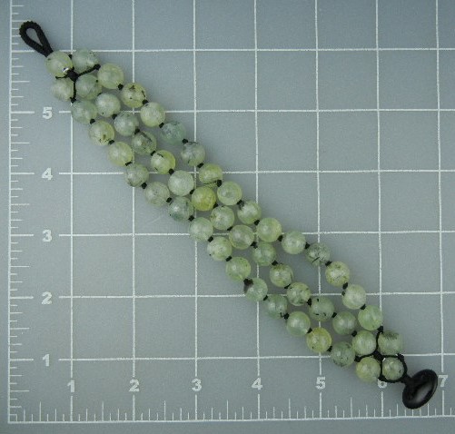 Rutilated Green Quartz 3 Strand Bracelet Onyx Clasp