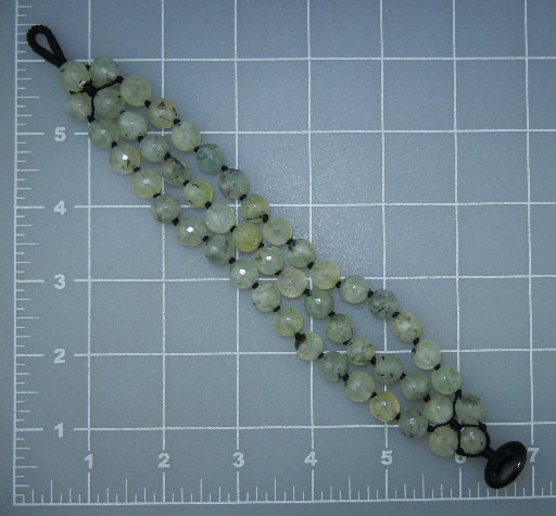 Rutilated Green Quartz 3 Strand Bracelet Onyx Clasp