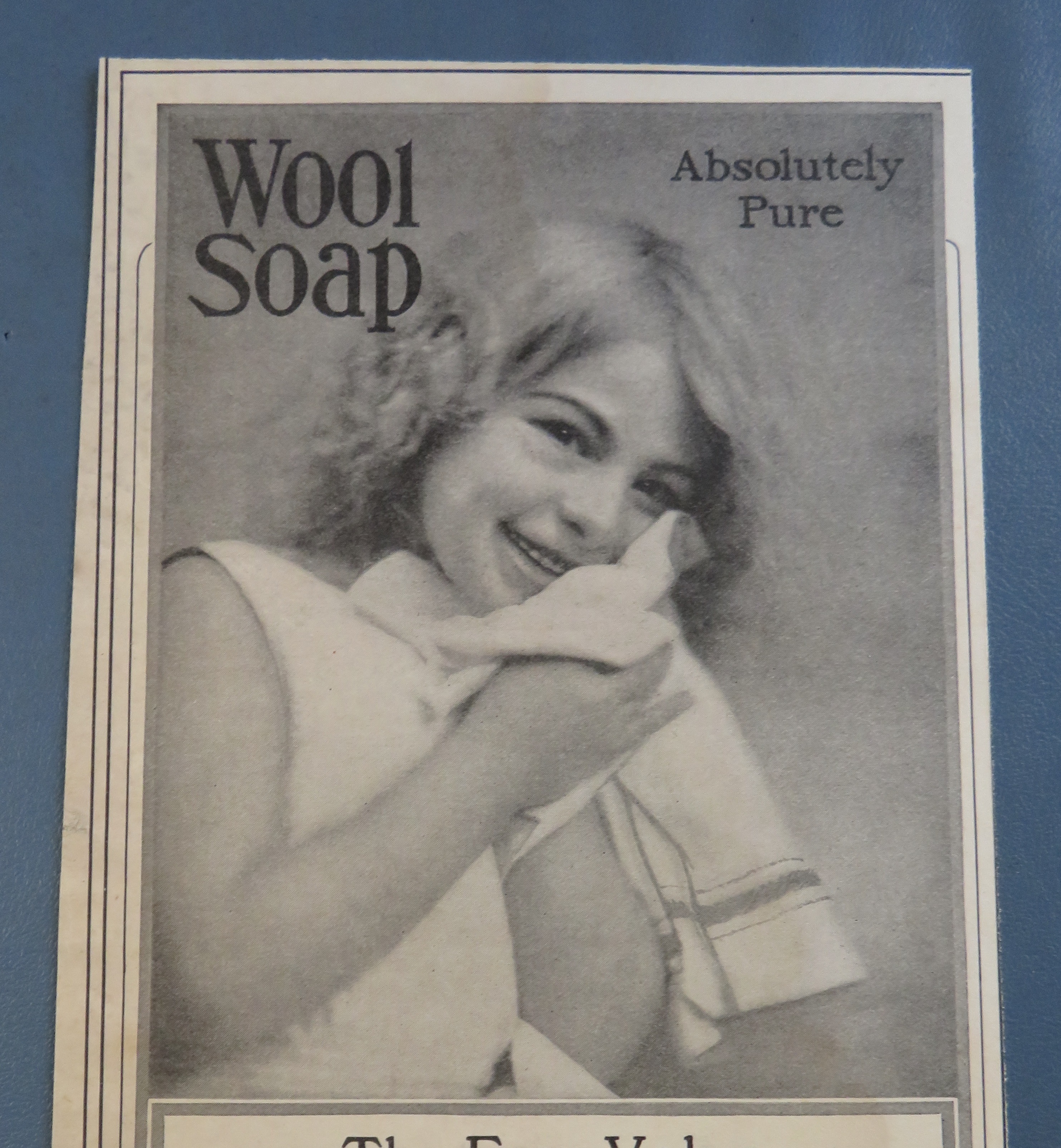 1905 Wool Soap with Girl Rubbing Sweater On Her Face