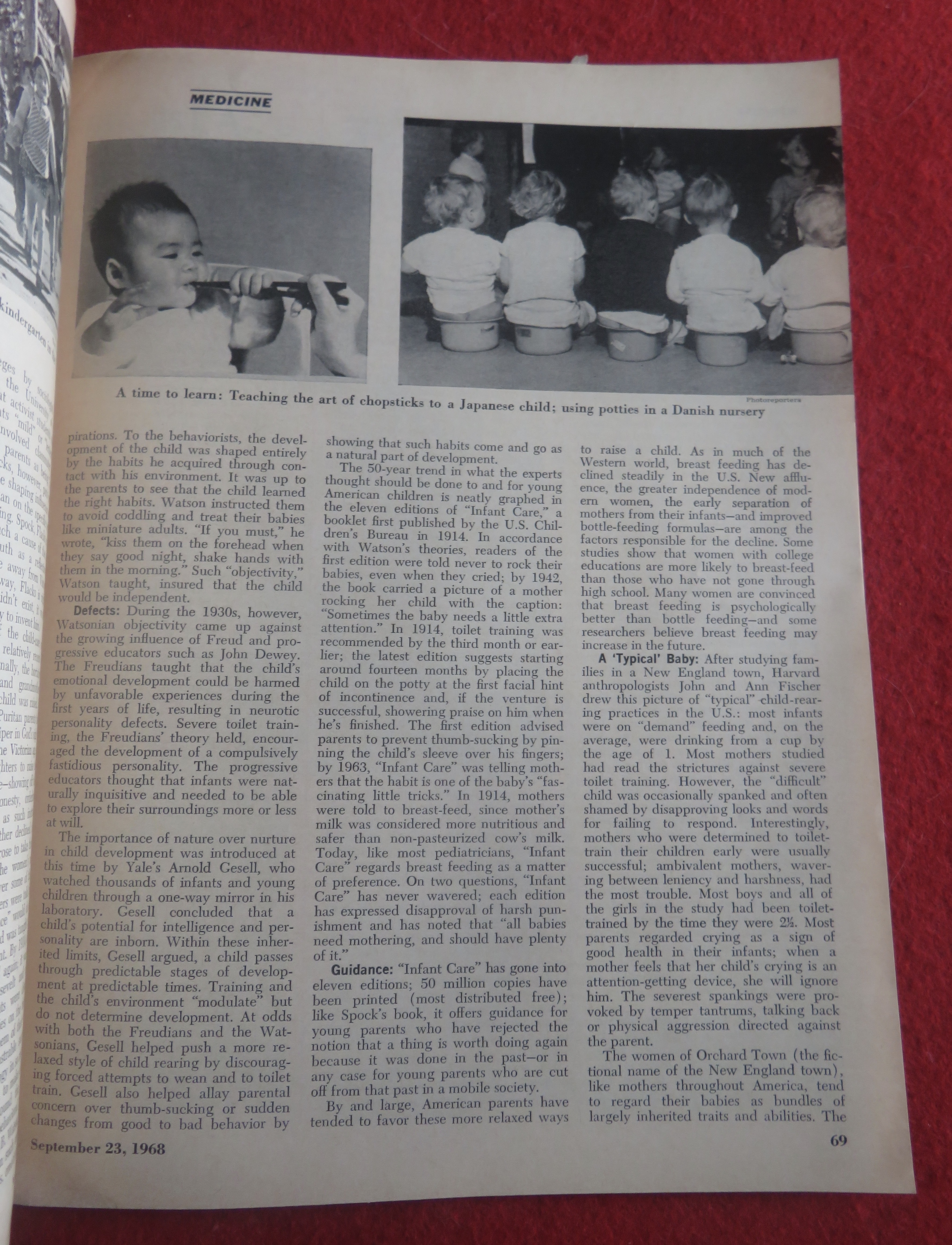 Newsweek Magazine September 23, 1968 Bringing Up Baby