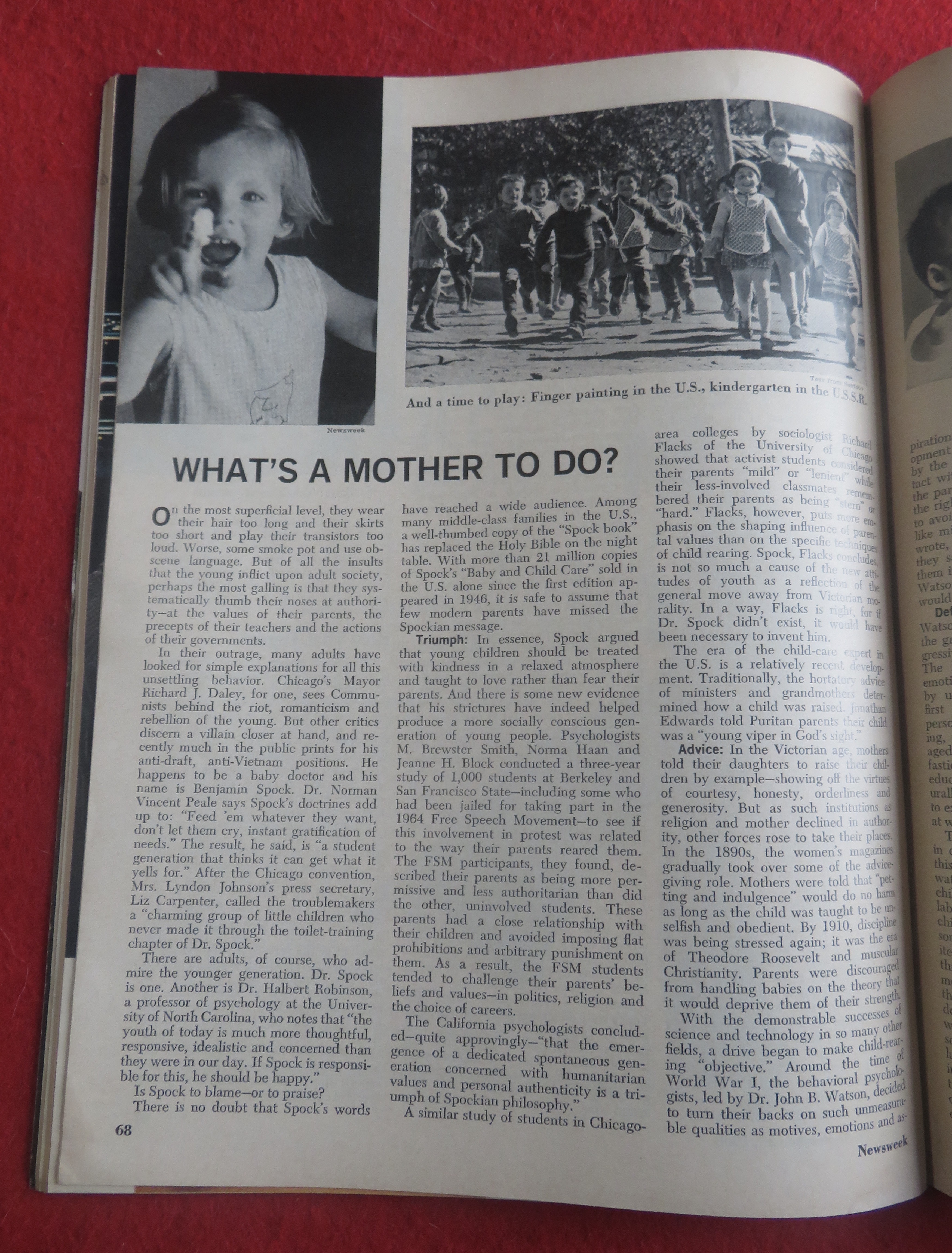 Newsweek Magazine September 23, 1968 Bringing Up Baby