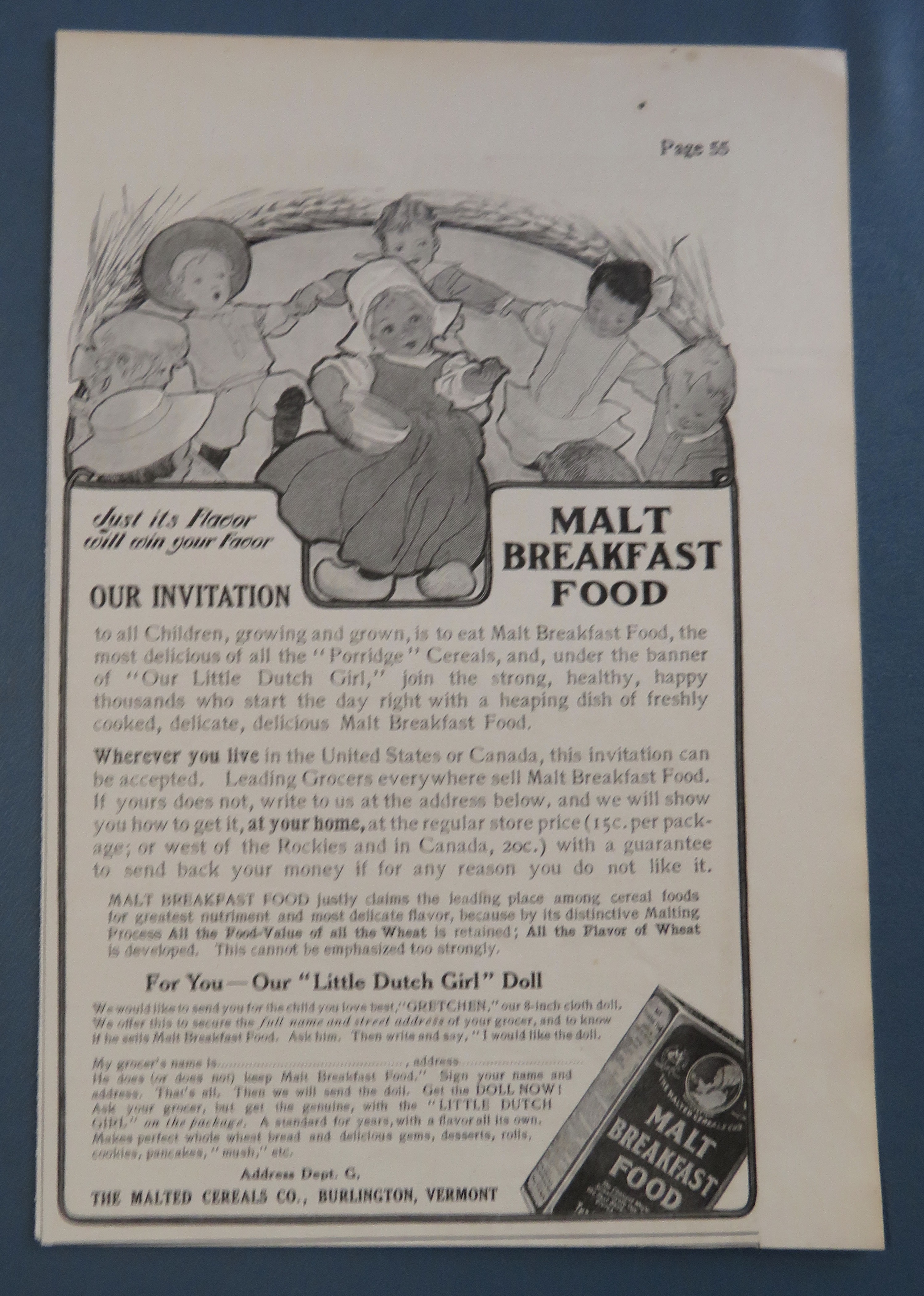 1906 Malt Breakfast Food with Children Dancing