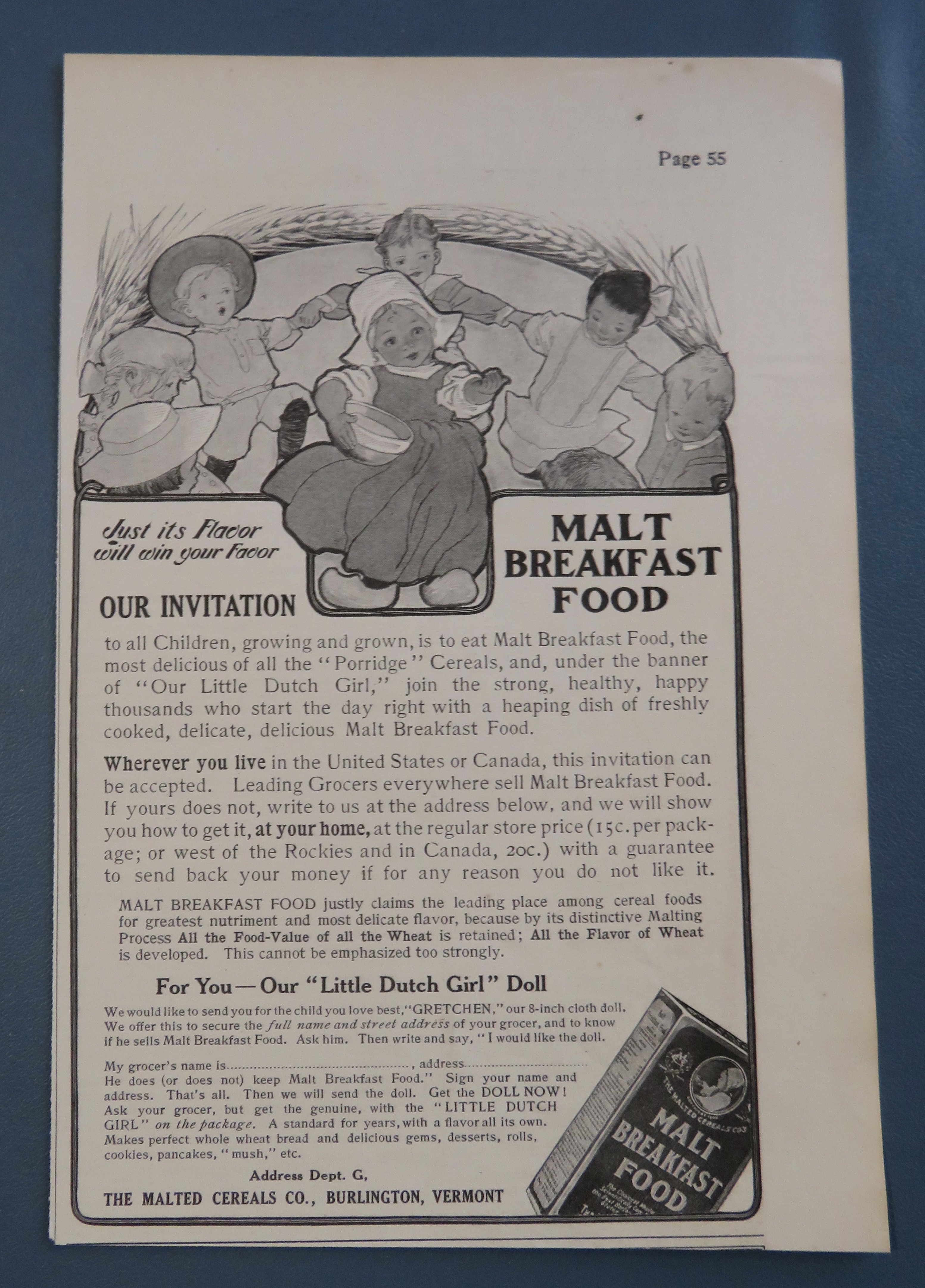 1906 Malt Breakfast Food with Children Dancing
