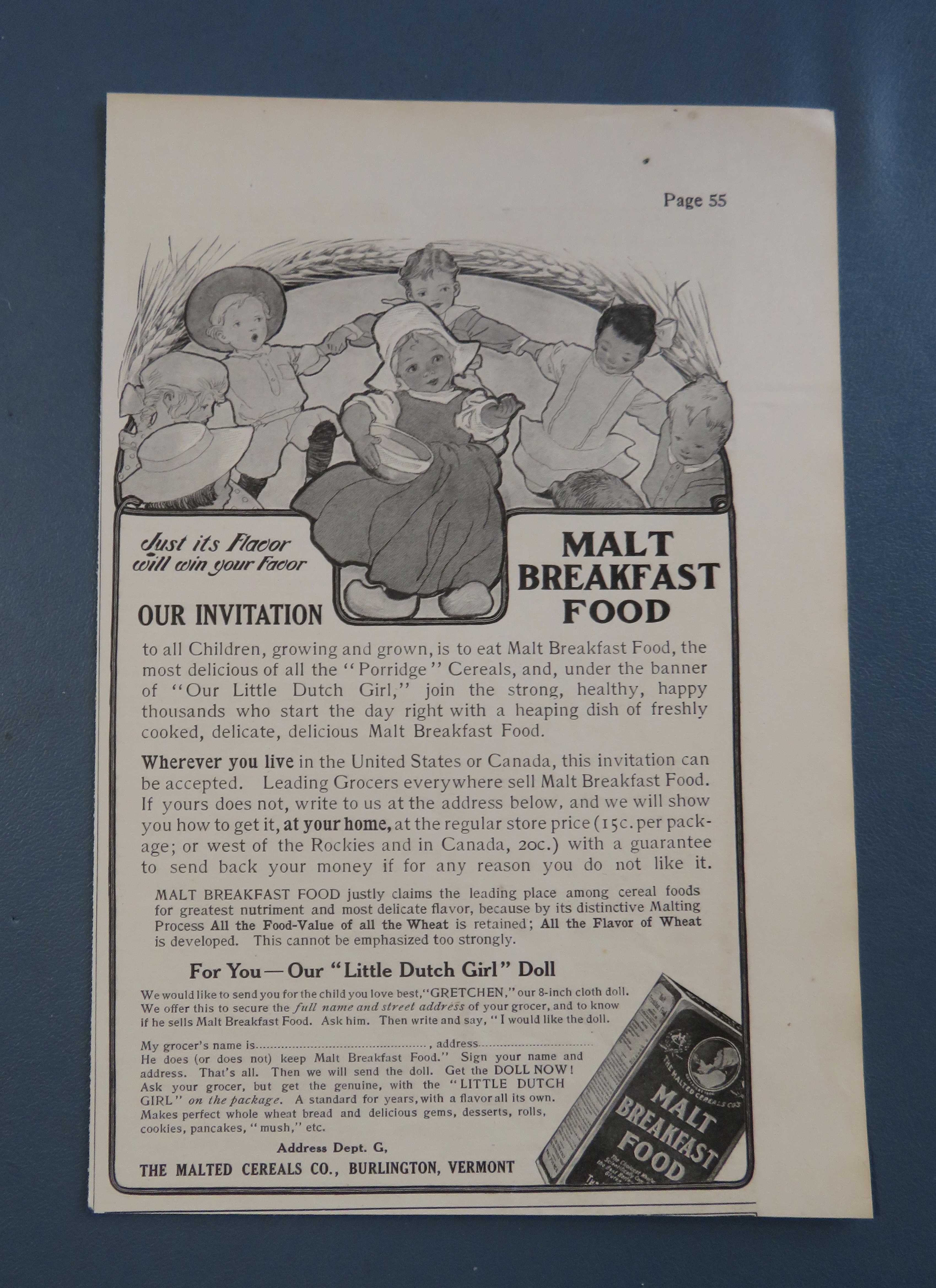1906 Malt Breakfast Food with Children Dancing