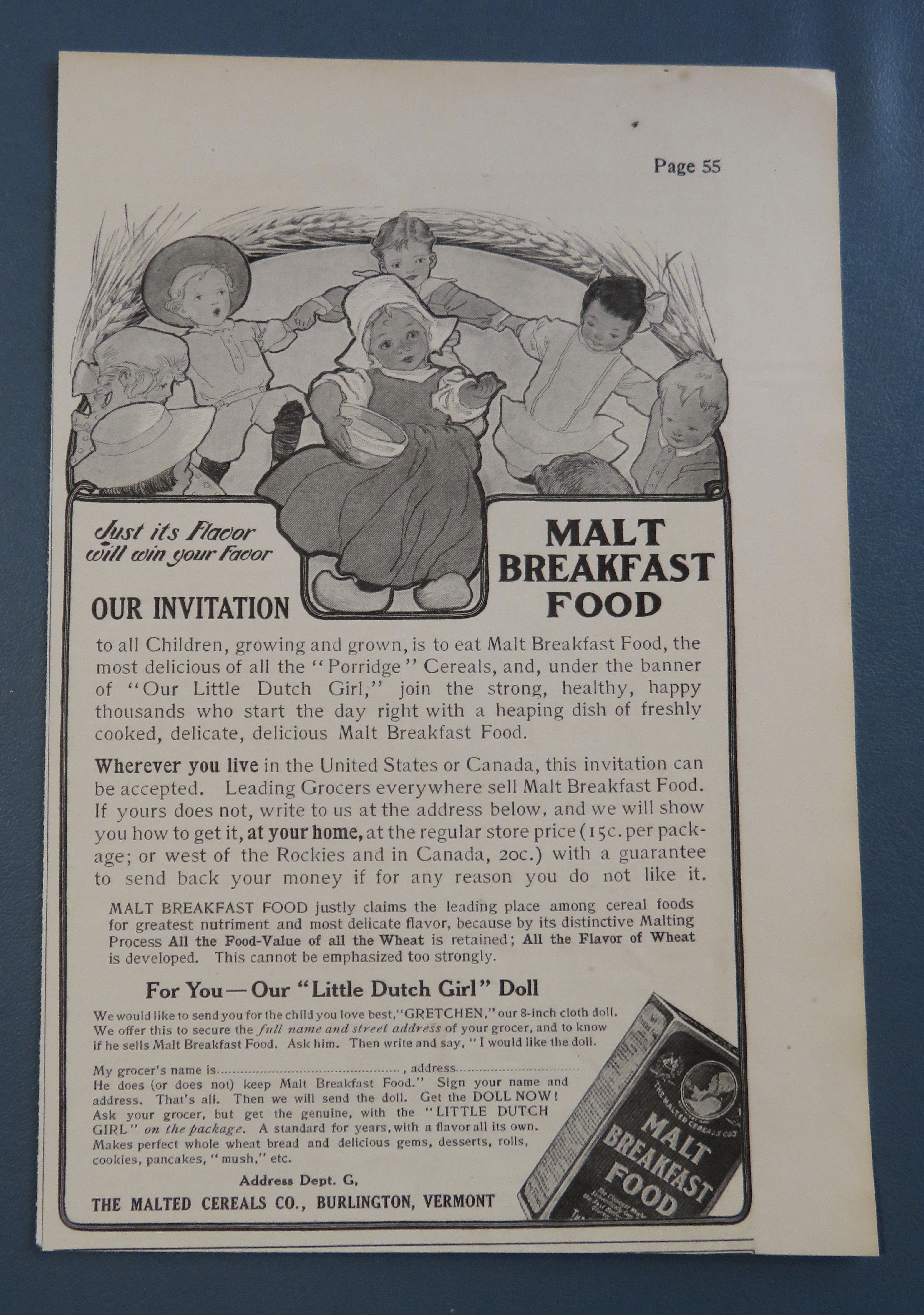1906 Malt Breakfast Food with Children Dancing