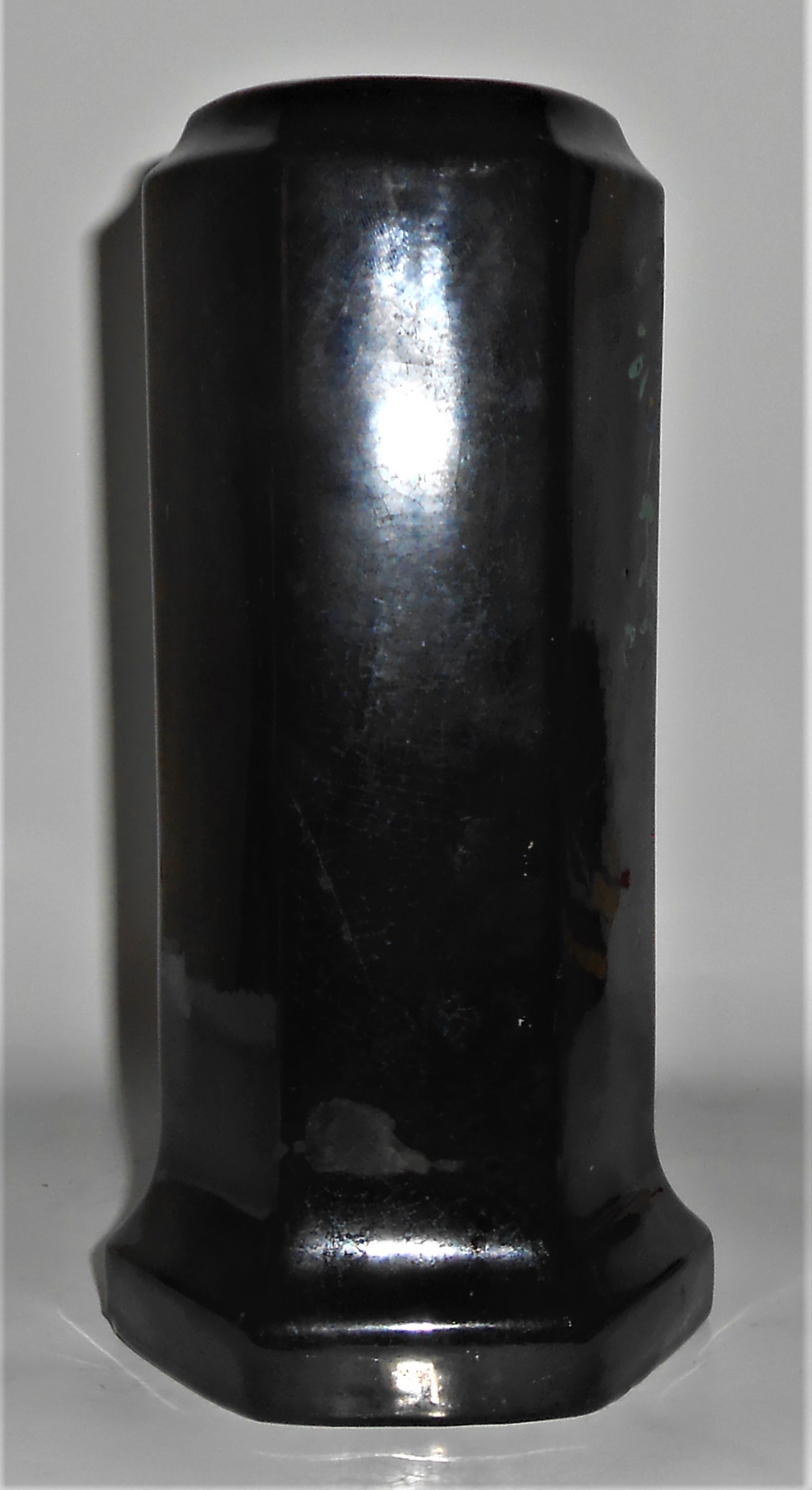 Peters And Reed Art Pottery Mirror Black Ware #56 Vase
