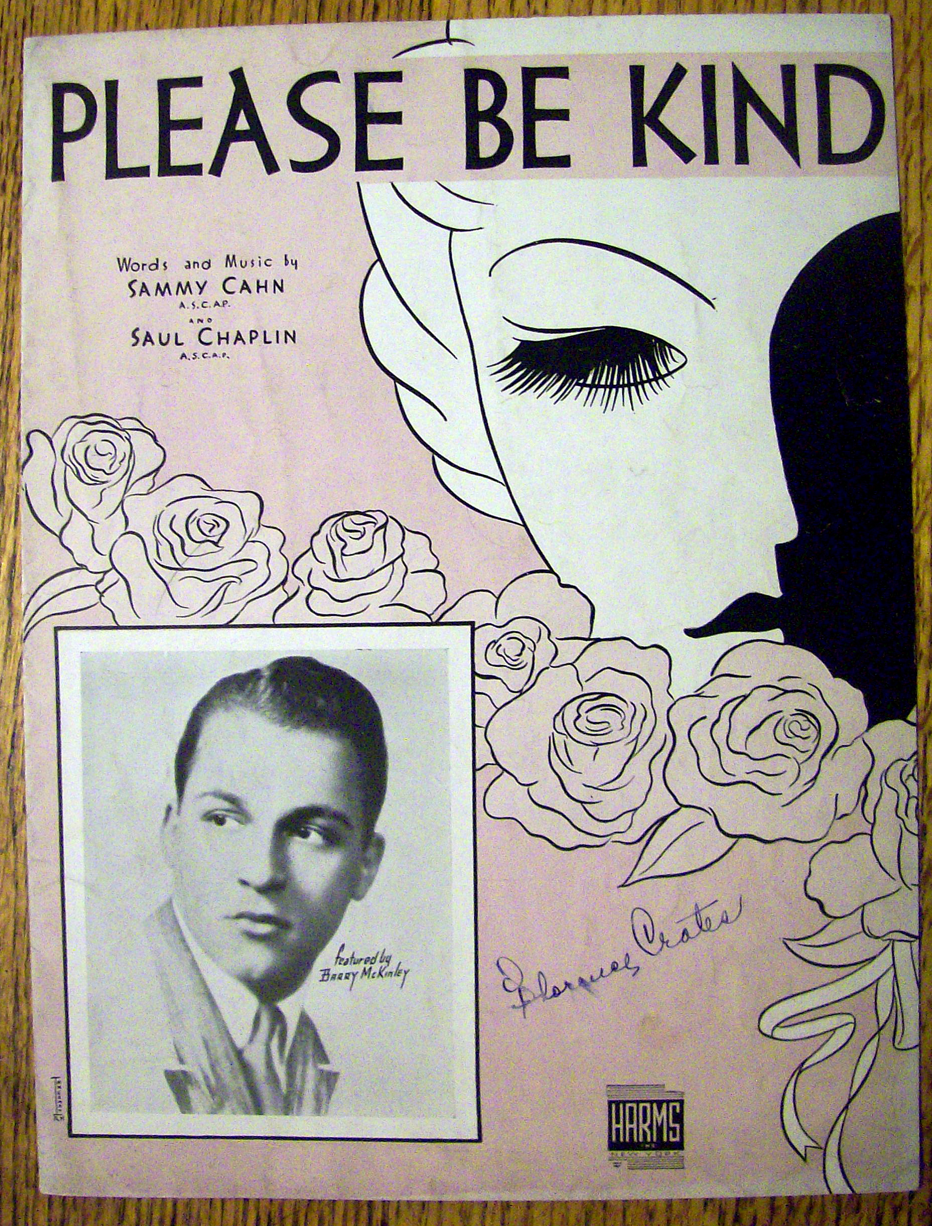 1938 Please Be Kind Featuring Barry McKinley By S. Cahn