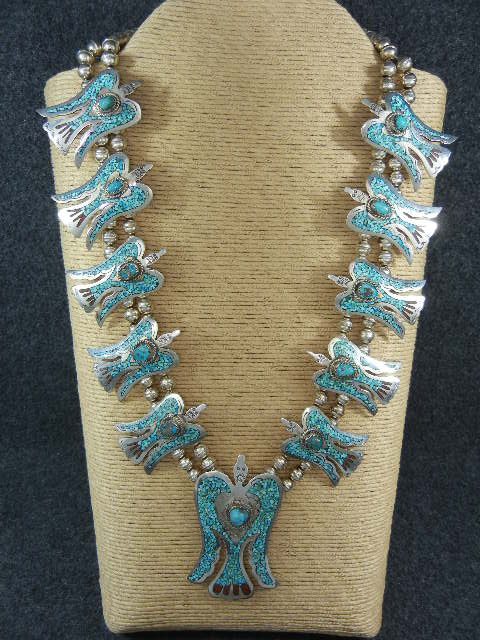 Tommy Singer Sterling Silver Chip Inlay Peyote Birds