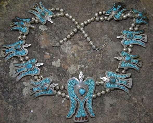 Tommy Singer Sterling Silver Chip Inlay Peyote Birds