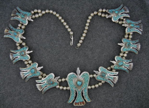 Tommy Singer Sterling Silver Chip Inlay Peyote Birds